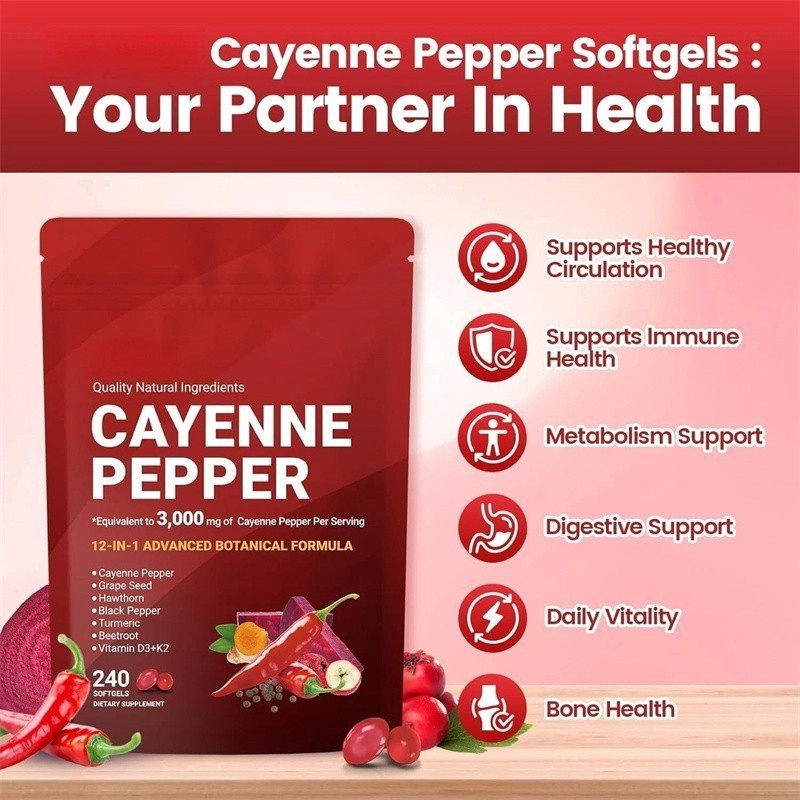 240 Softge /1-3 Bags Supplement, Softgels Cayenne Pepper Supports Leg Vein