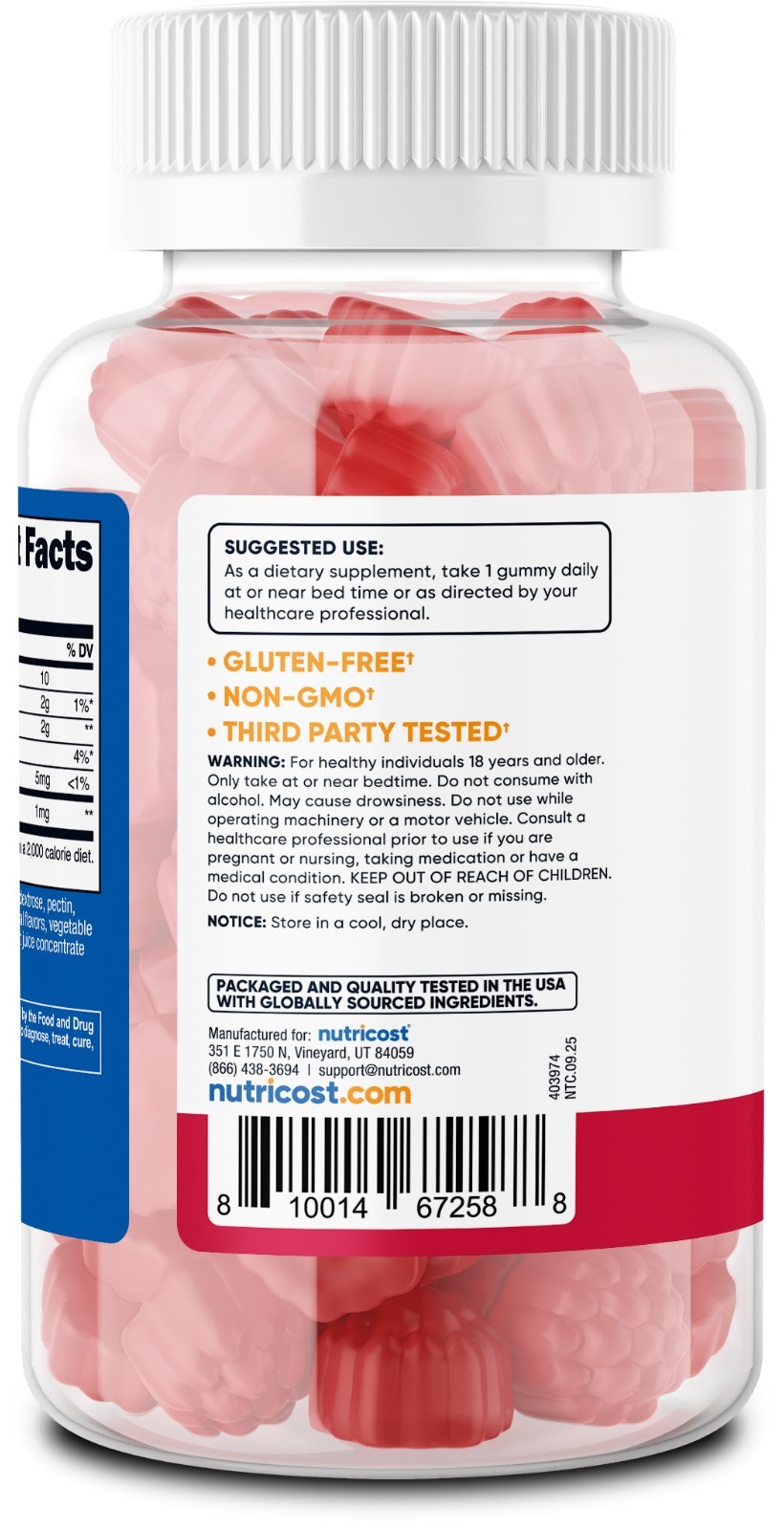 Nutricost Melatonin 1mg, 180 Gummies – Strawberry – No Corn Syrup, Non-GMO