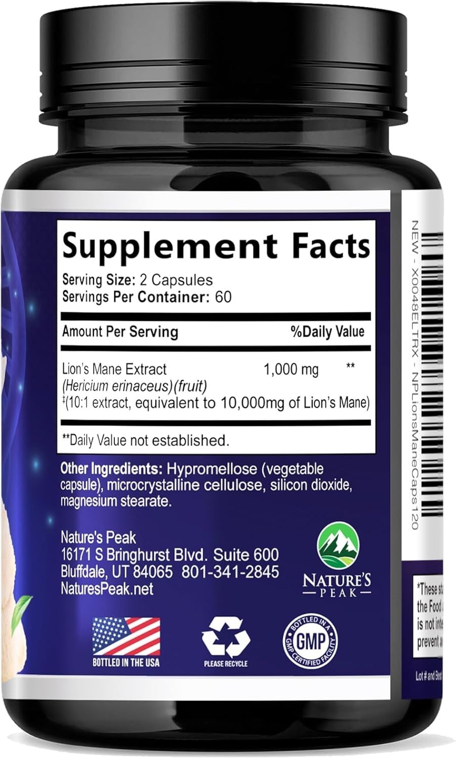 Lions Mane Supplement Capsules 10,000mg – 10:1 Extract , 120 Capsules