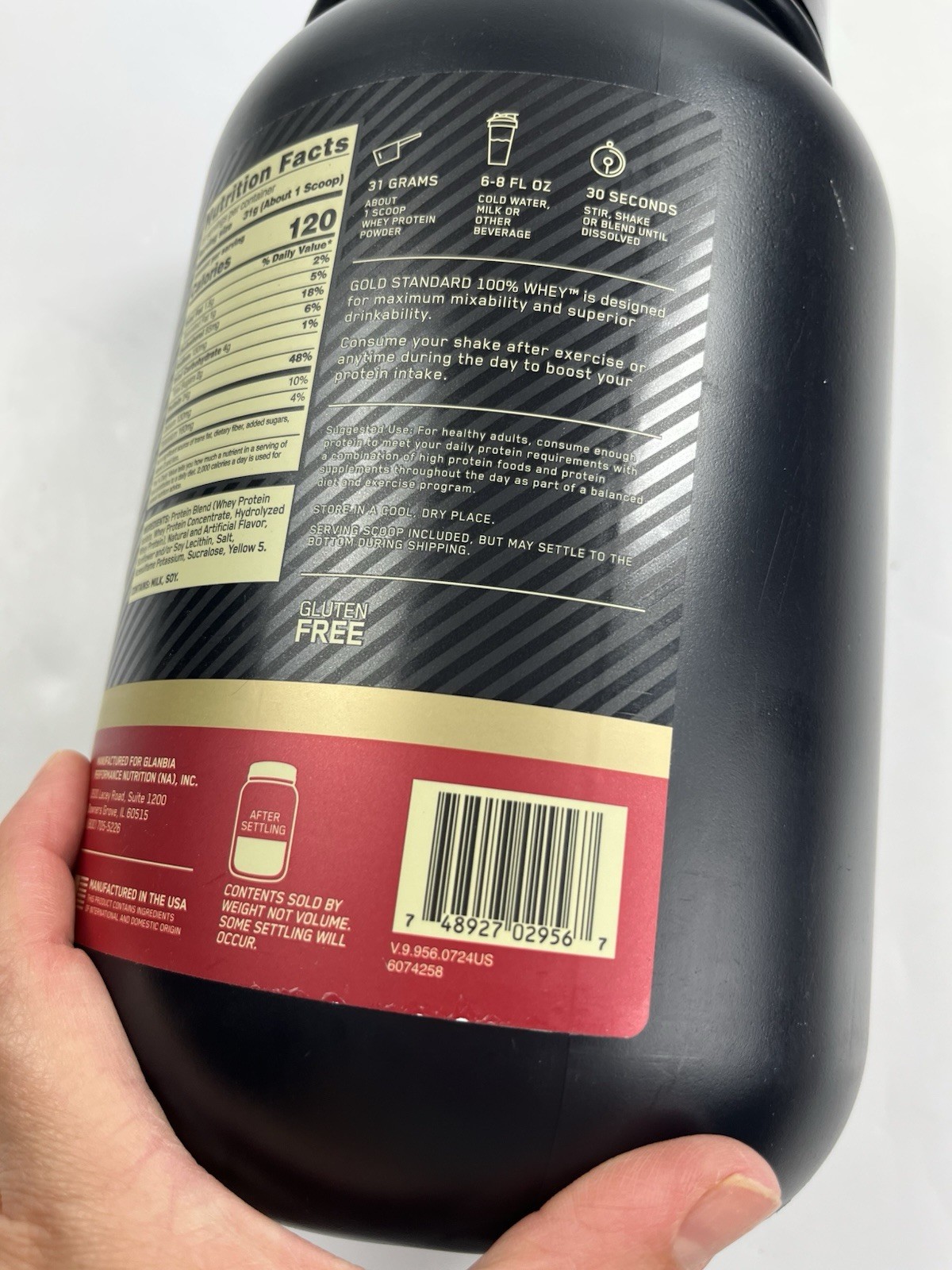 ON Optimum Nutrition Banana Cream Gold Standard 100% Whey Protein. Exp 09/2027