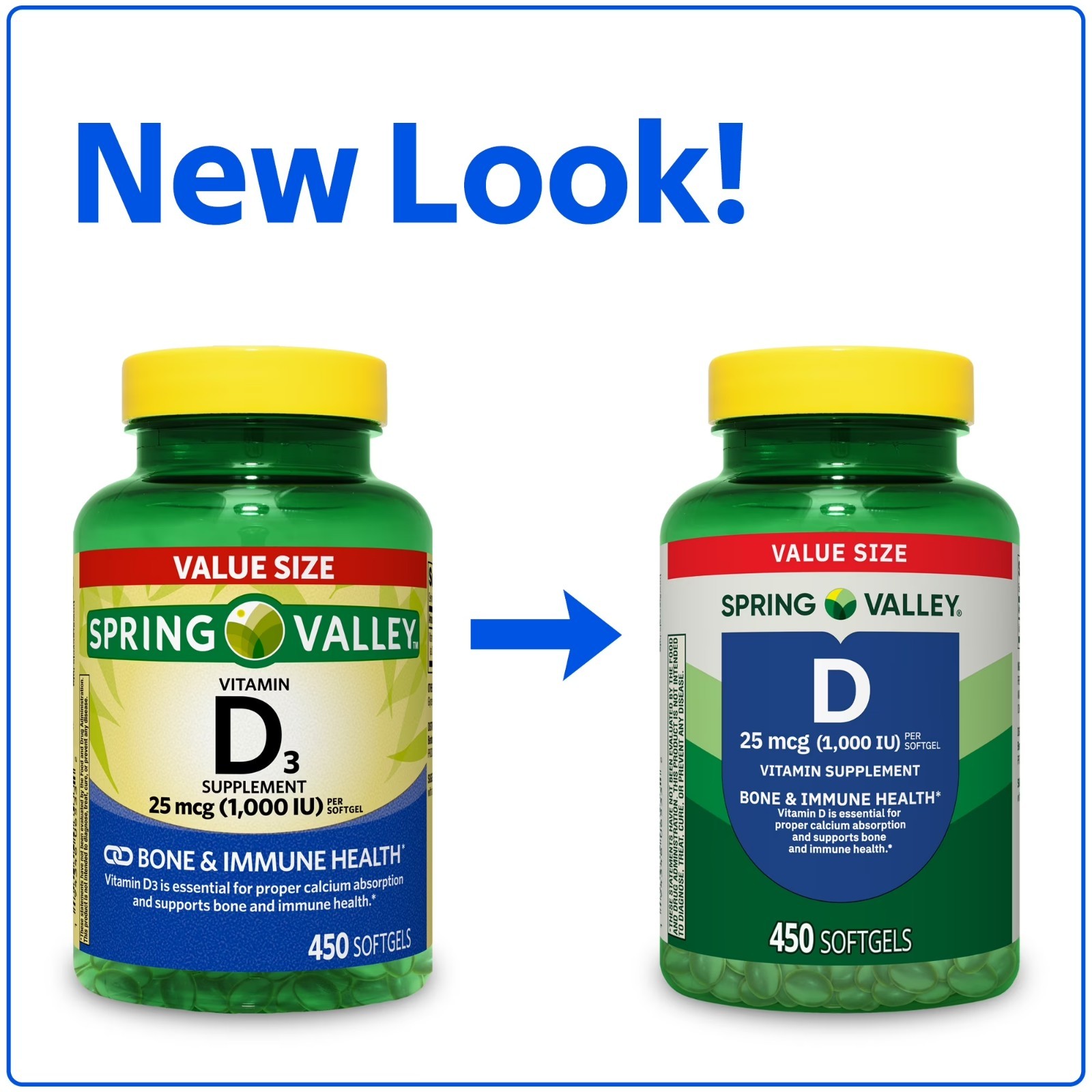 Spring Valley Vitamin D3 1000 IU Softgels, 450 Count