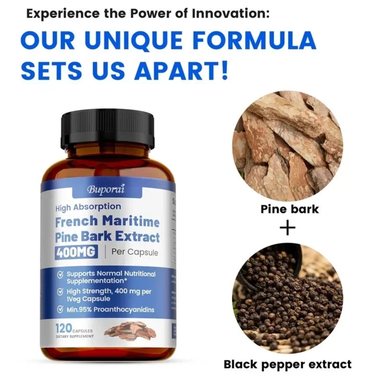 French Maritime Pine Bark Extract 240pcs – Healthy Hair and Skin, Antioxidant