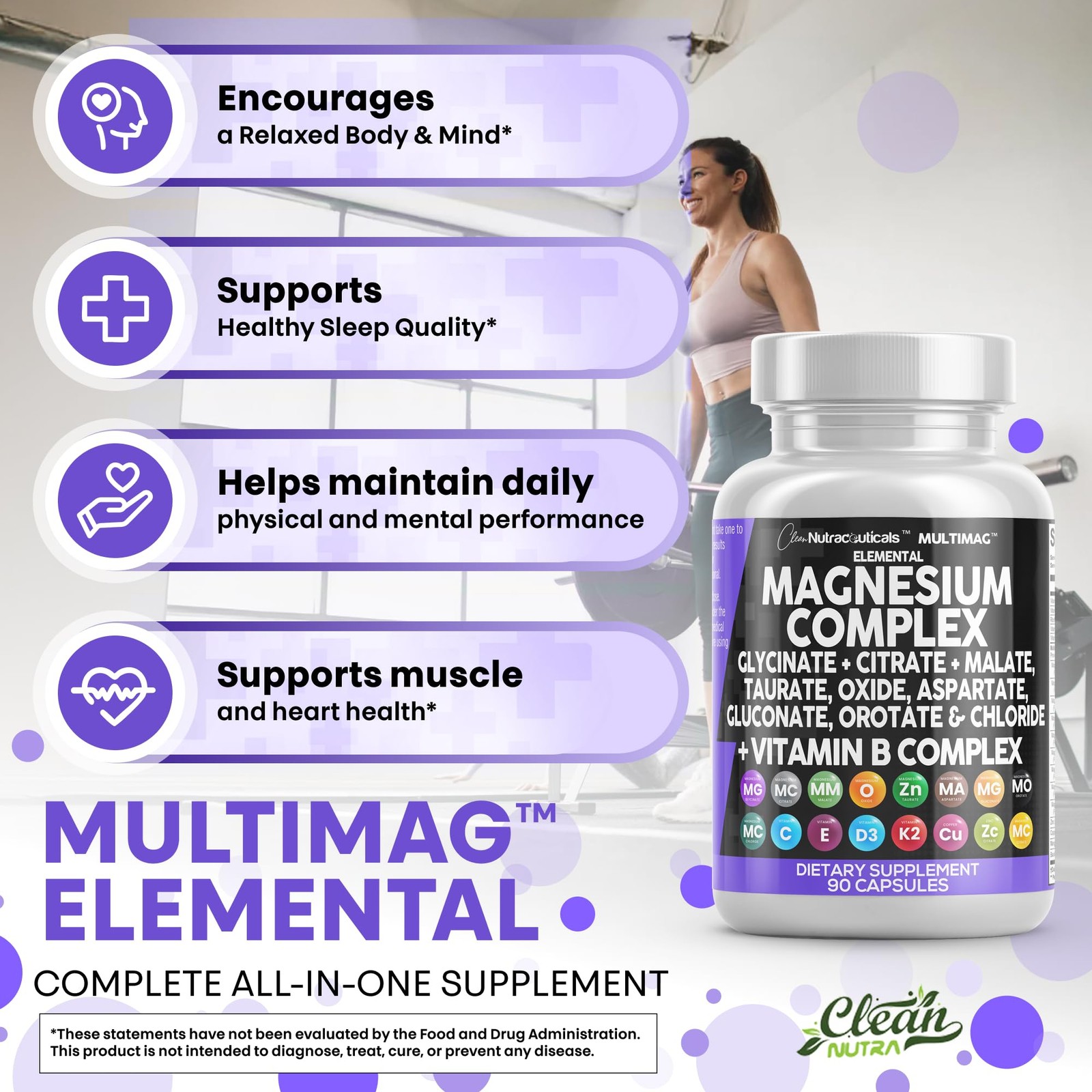 Clean Nutraceuticals Magnesium Complex with 90 Count (Pack of 1)