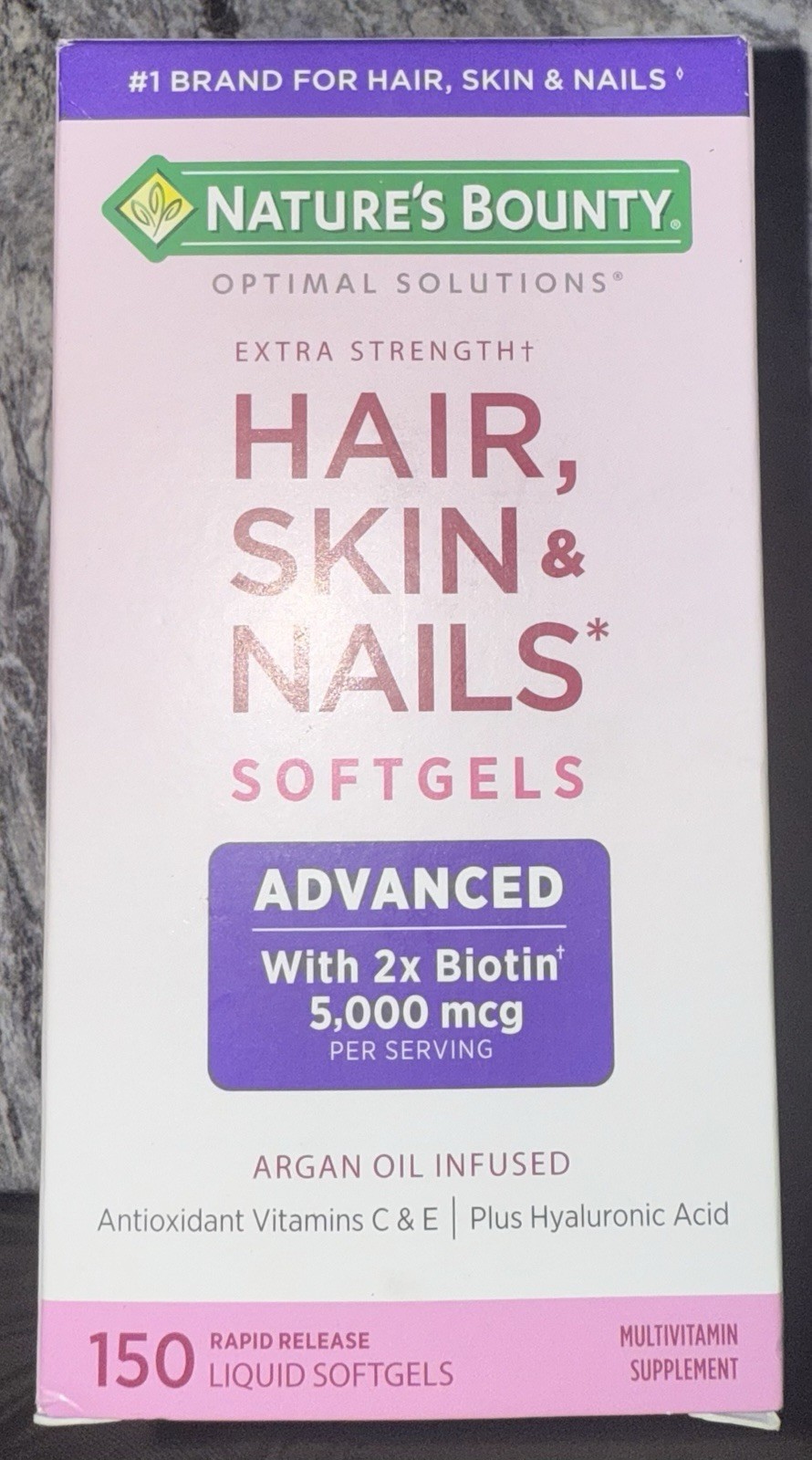 Nature’s Bounty Optimal Solutions Hair Skin&Nails Extra Strength 150ct Ex 3/27
