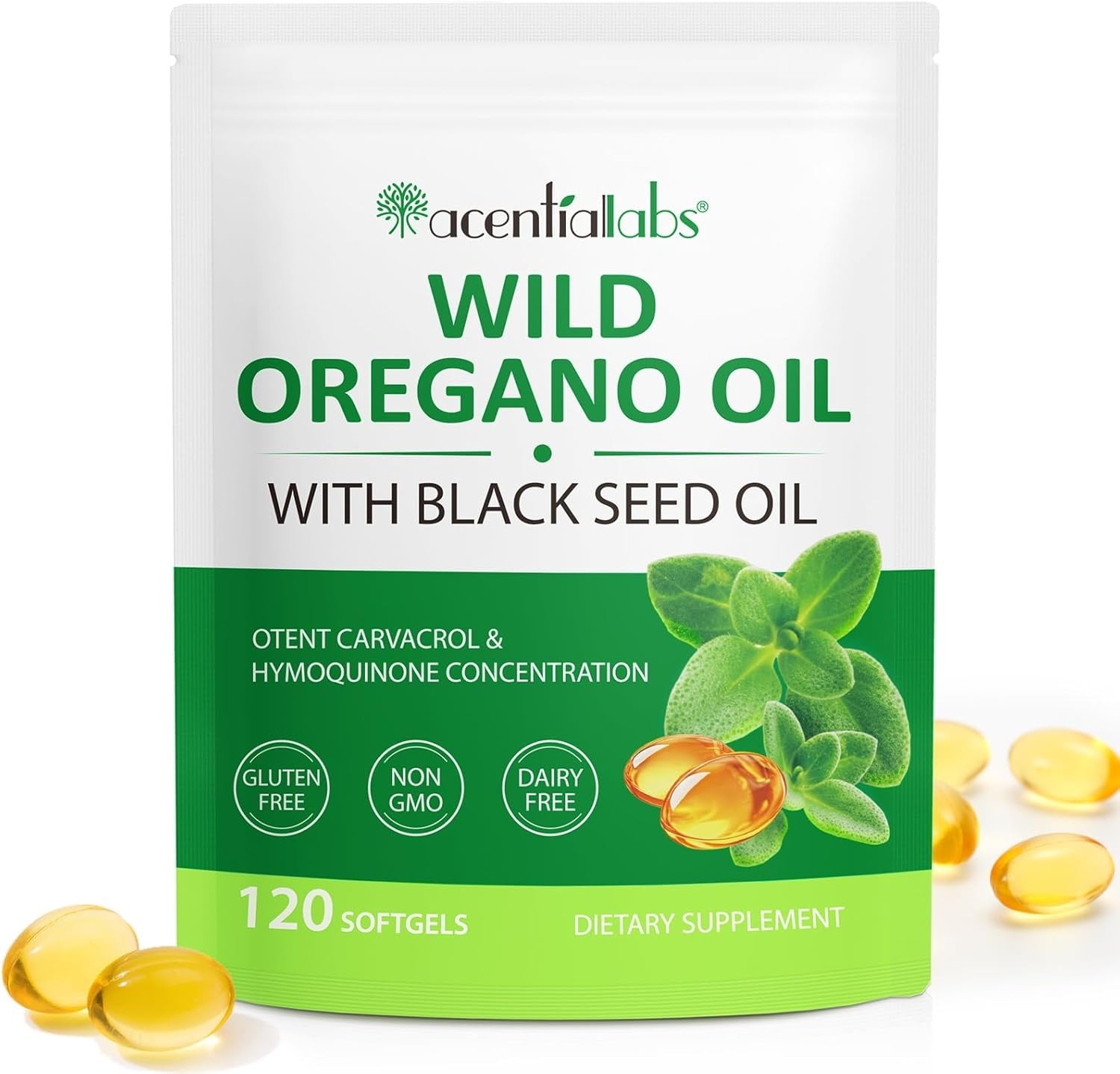 Resilia Oregano Oil Capsules 120 Count 6000mg Oil of Oregano with Black Seed oil