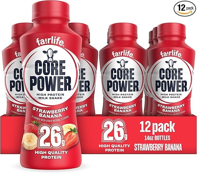Core Power Protein Shake Strawberry Banana 26g Protein 14oz RTD Bottles 12 Pack