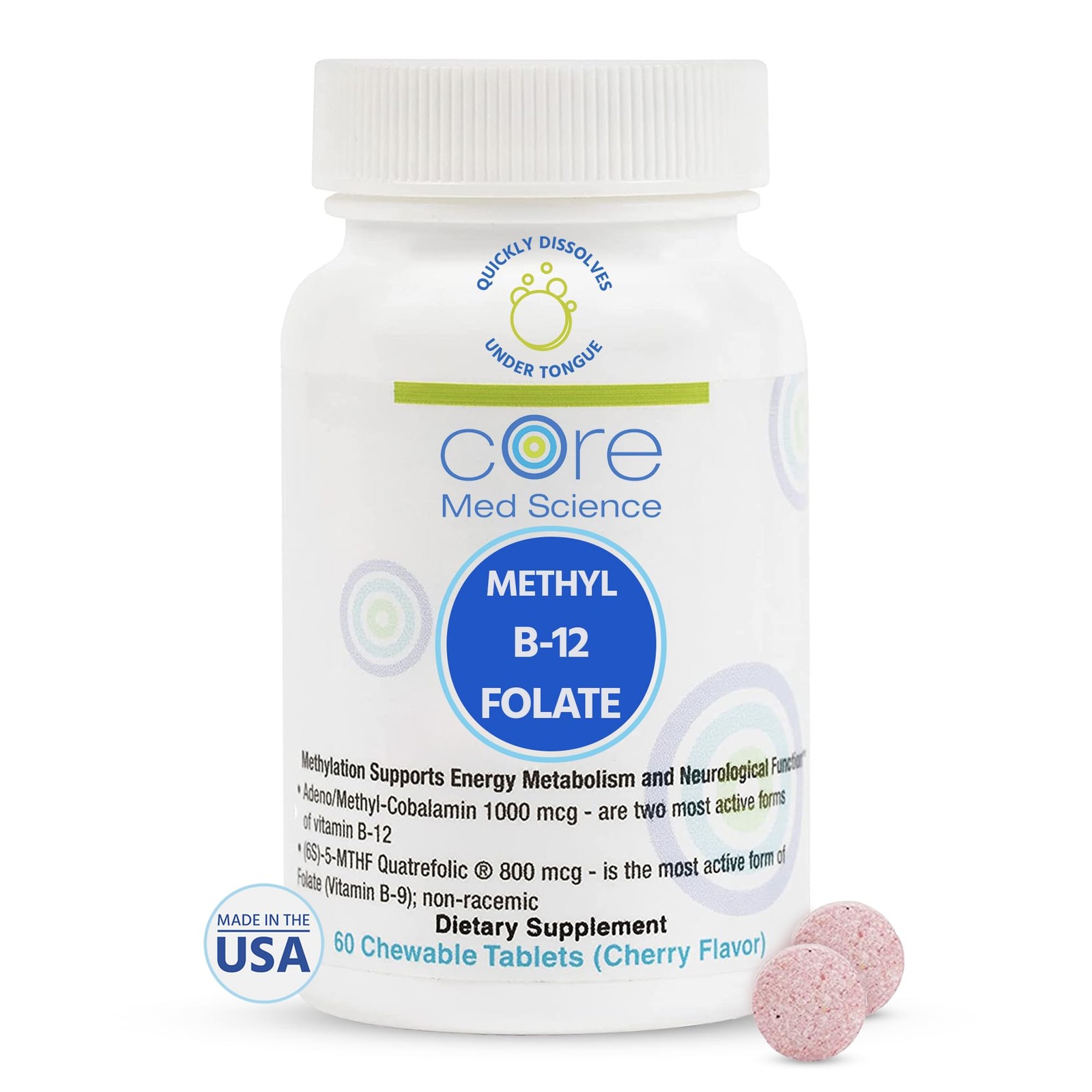 Methyl B12 Folate Supplement for Women & Men – 5-MTHF Pills Support Mood, Cog…