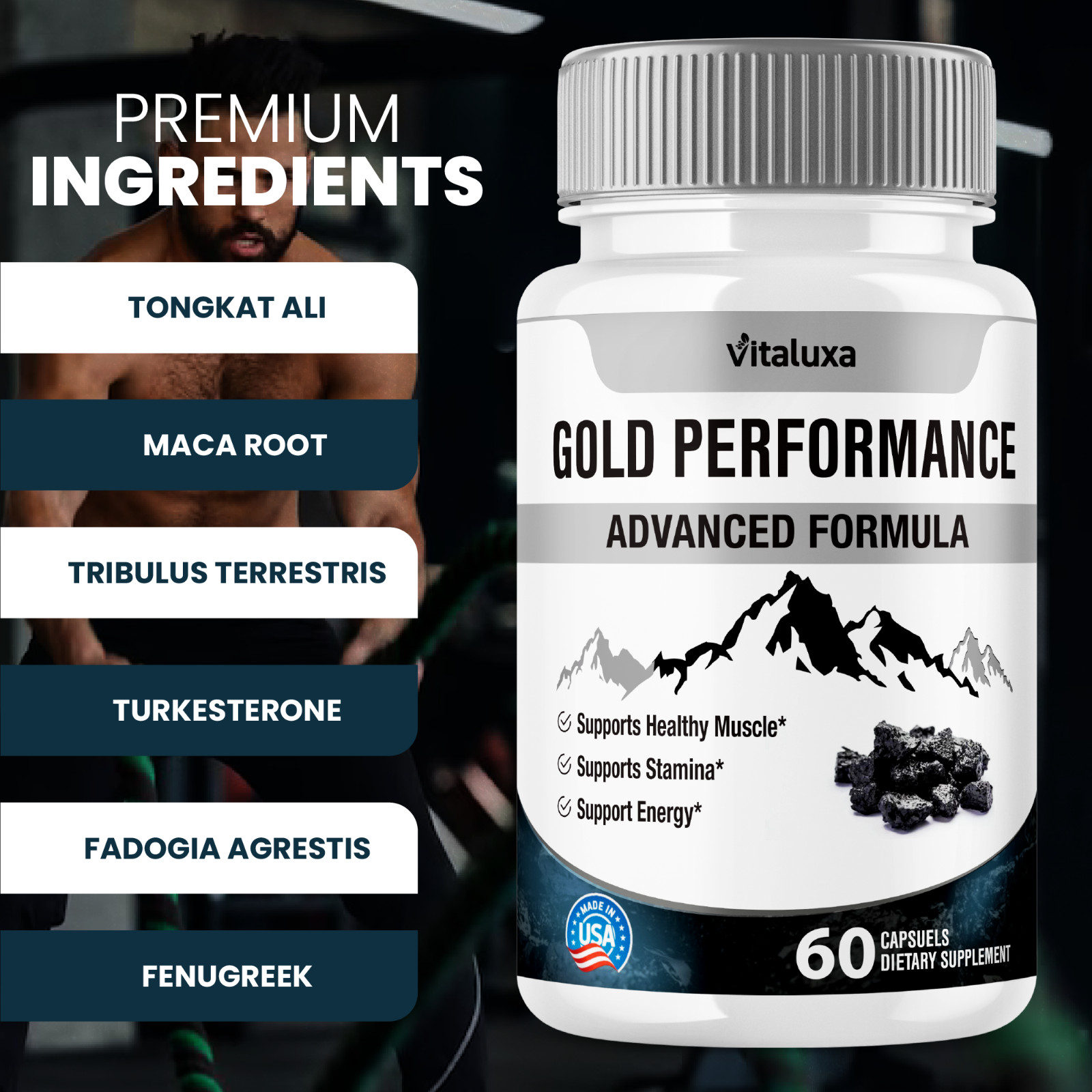 (3 Pack) Gold Performance Capsules Maximum Strength for Confident (180 Capsules)