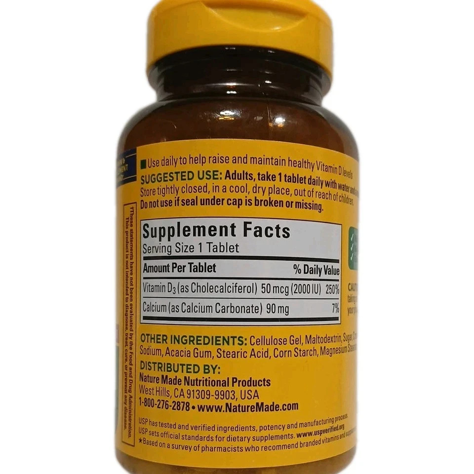 Nature Made D3 2000 IU Supplement 220 Tablets BB: 10/26