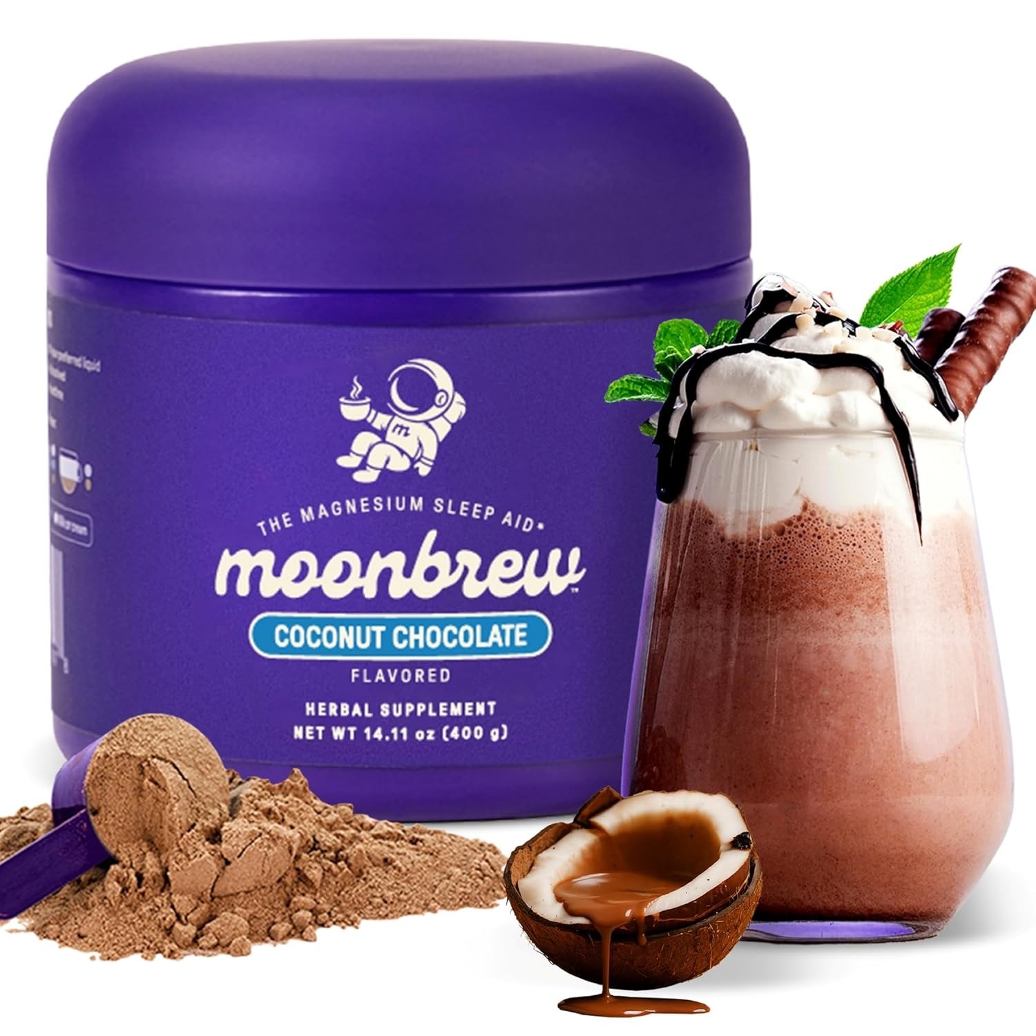 MoonBrew Sleep Drink Coconut Chocolate Powder 11oz NEW Sealed