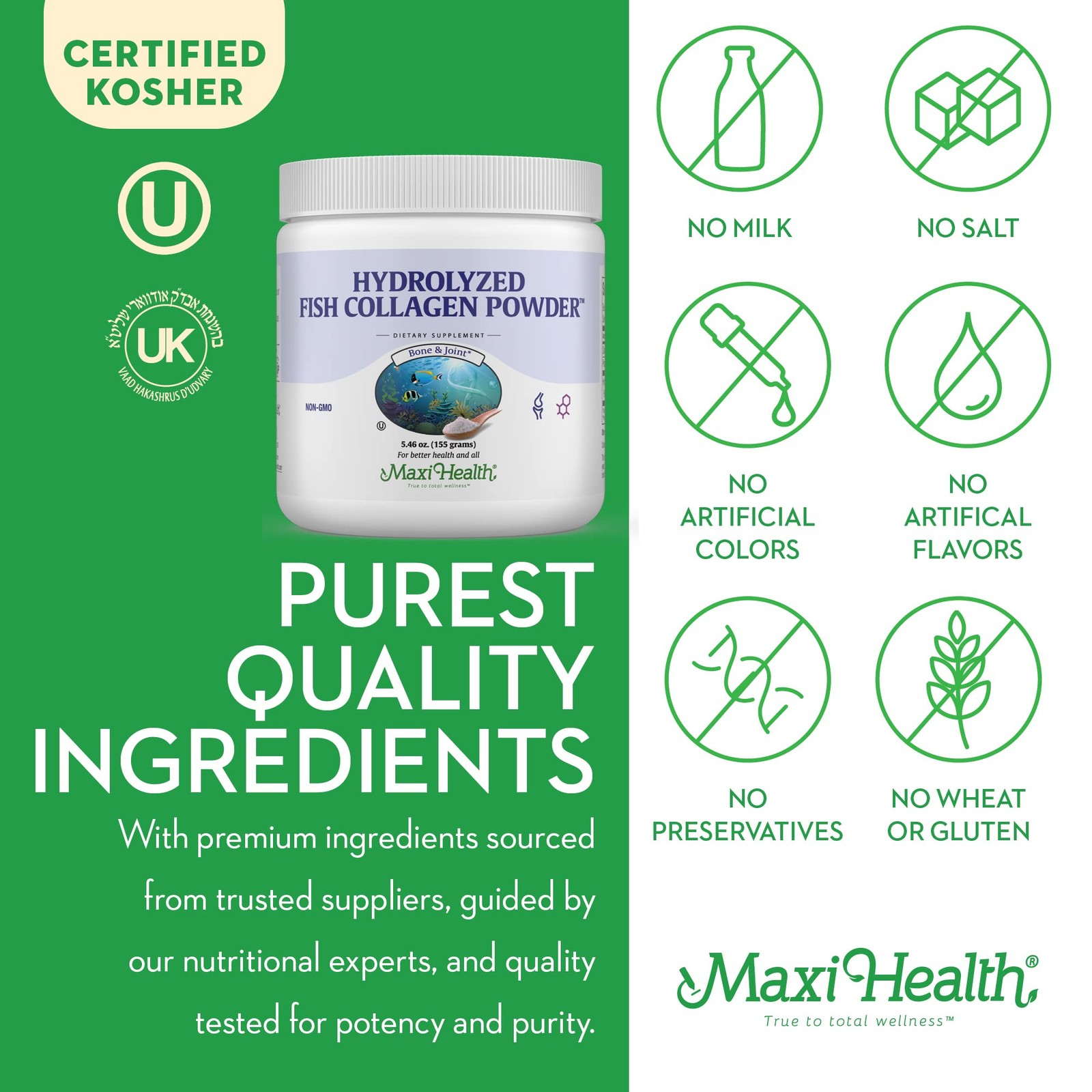 Maxi Health Collagen Peptides Powder – Type I 5.46 Ounce (Pack of 1)