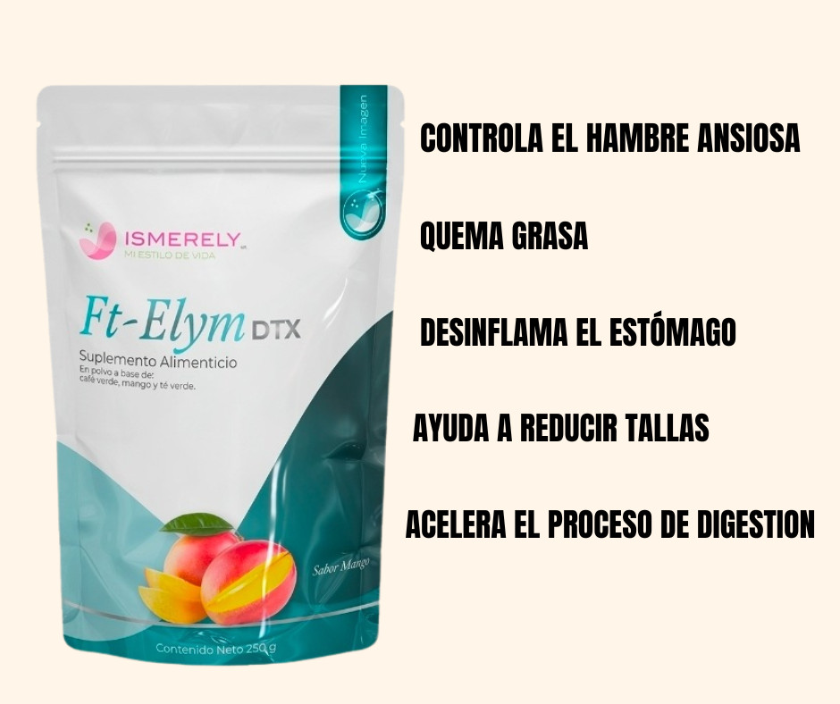 Ismerely Ft-Elym DTX Sabor MANGO quema grasa, desintoxica, elimina toxinas
