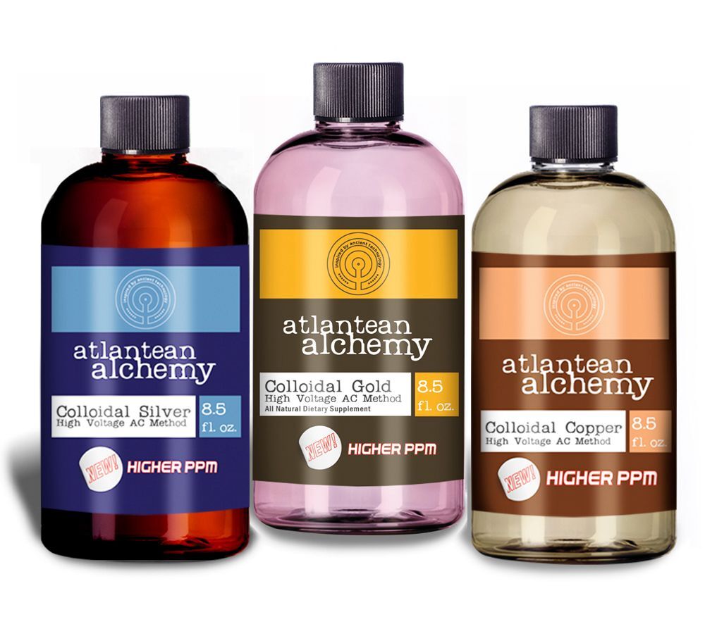 Colloidal Silver, Gold and Copper 60PPM Bundle (Three 8.5oz Bottles)