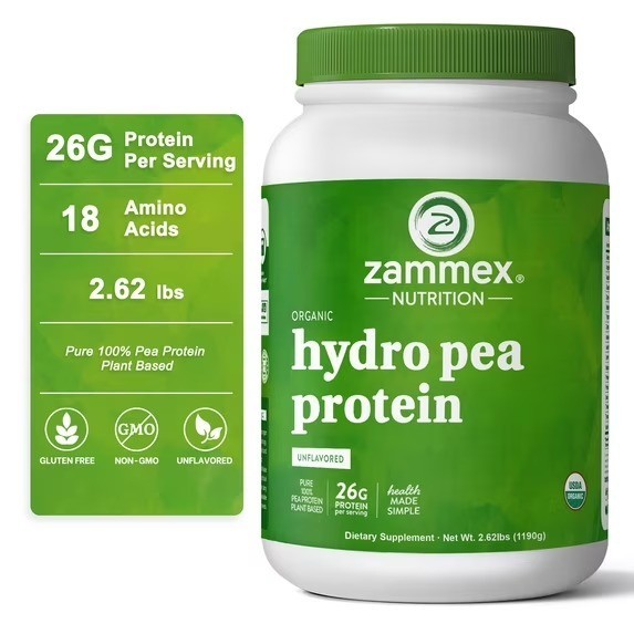 Zammex Organic Pea Protein Powder Protein from Plants, natural (2.62LBS) – NEW!!