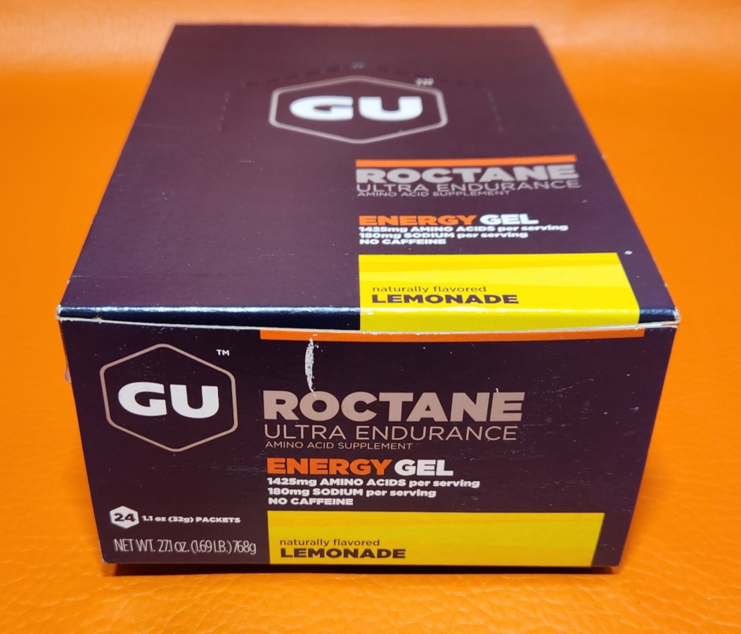 GU Roctane Endurance Energy Gel 24 Pack Box 27.1 oz Lemonade Flavor Date 08-2026
