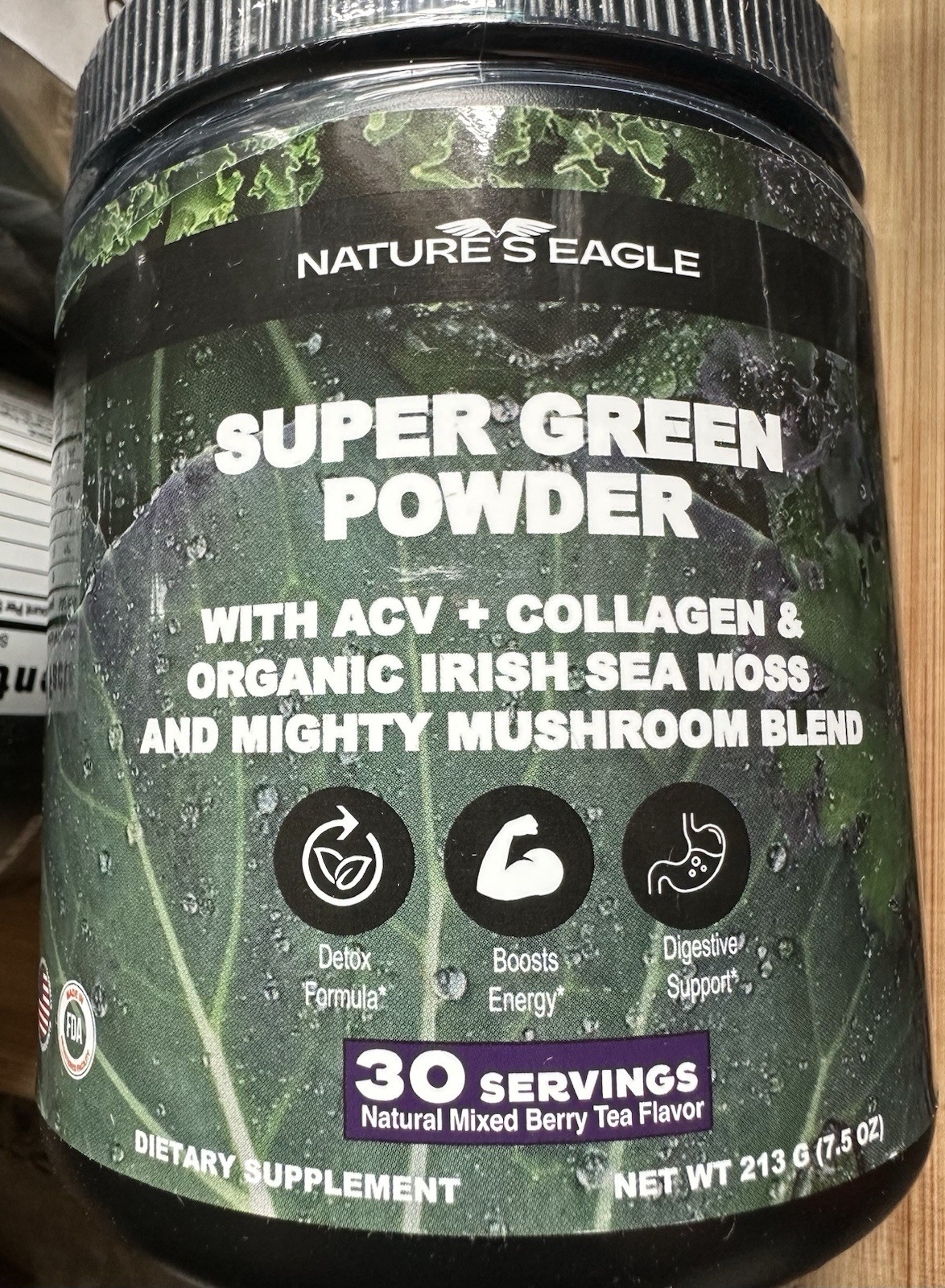 Nature’s Eagle Super Green Powder ACV Collagen Sea Moss 30 Servings 7.5 oz
