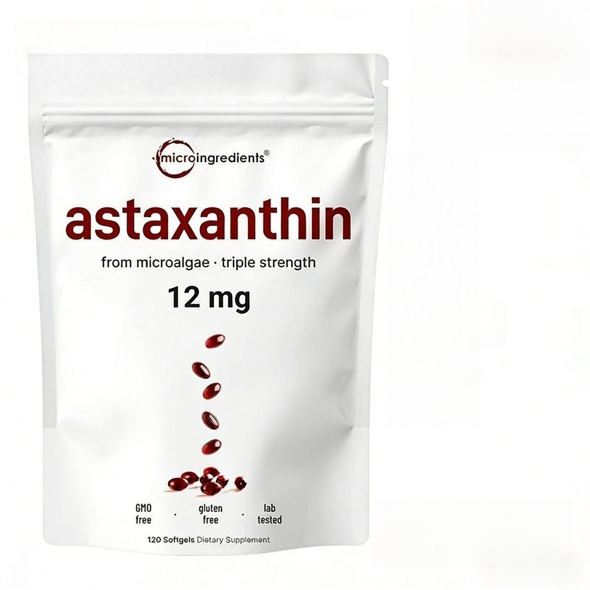 Micro Ingredients 12mg Astaxanthin Softgels Microalgae Antioxidant Skin Support