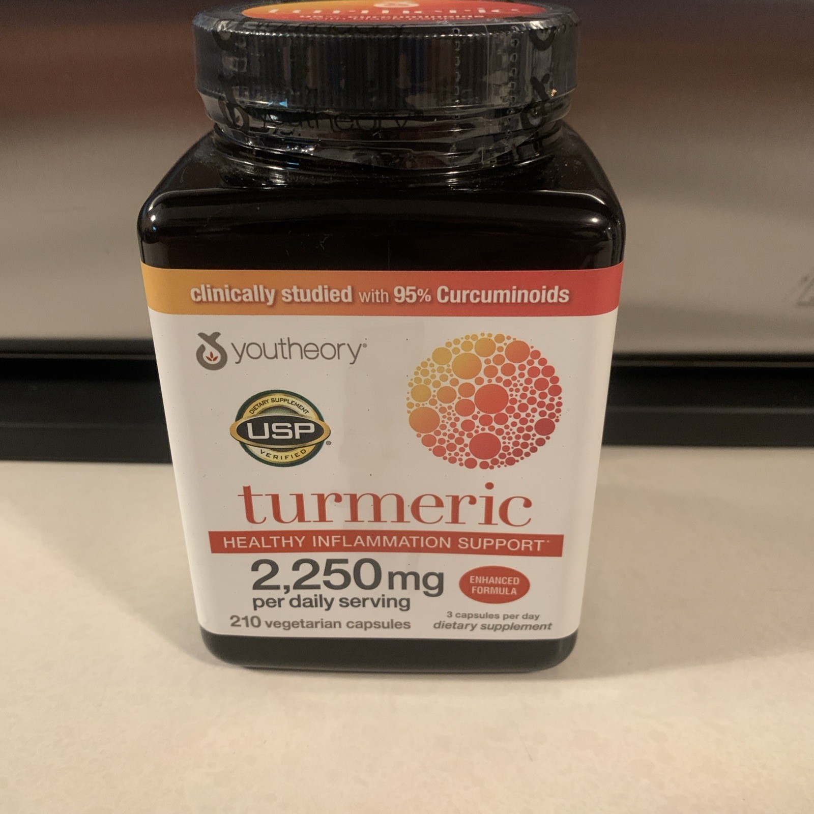 Youtheory Turmeric 2250mg Healthy Inflammation Supplement 210 capsules BB 5/2026