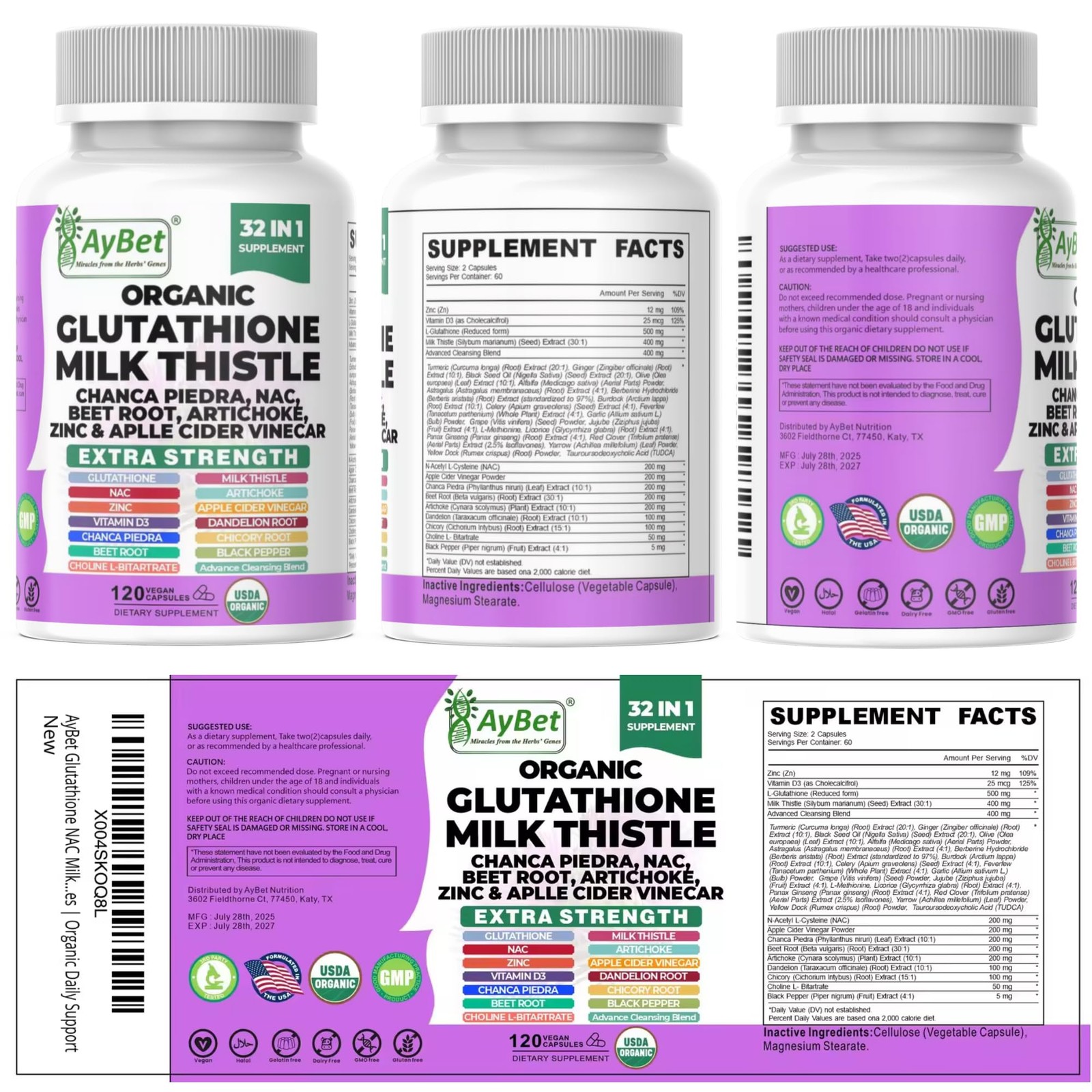 Aybet Glutathione Nac Milk Thistle Health Herbal Antioxidant Formula Chanca