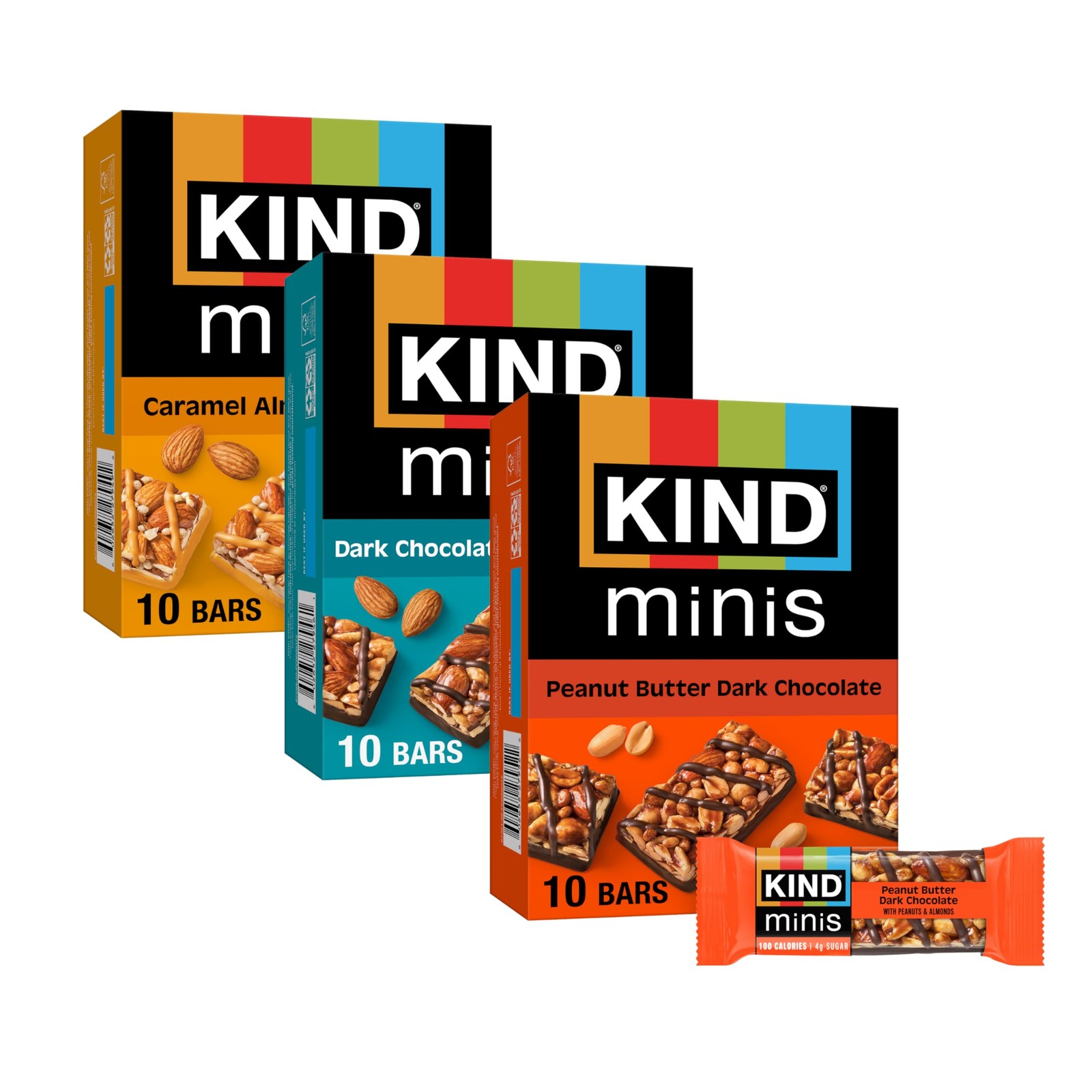 KIND Mini Snack Bars Variety Pack Gluten Free, Low Sugar, Low Calorie, 30 Count