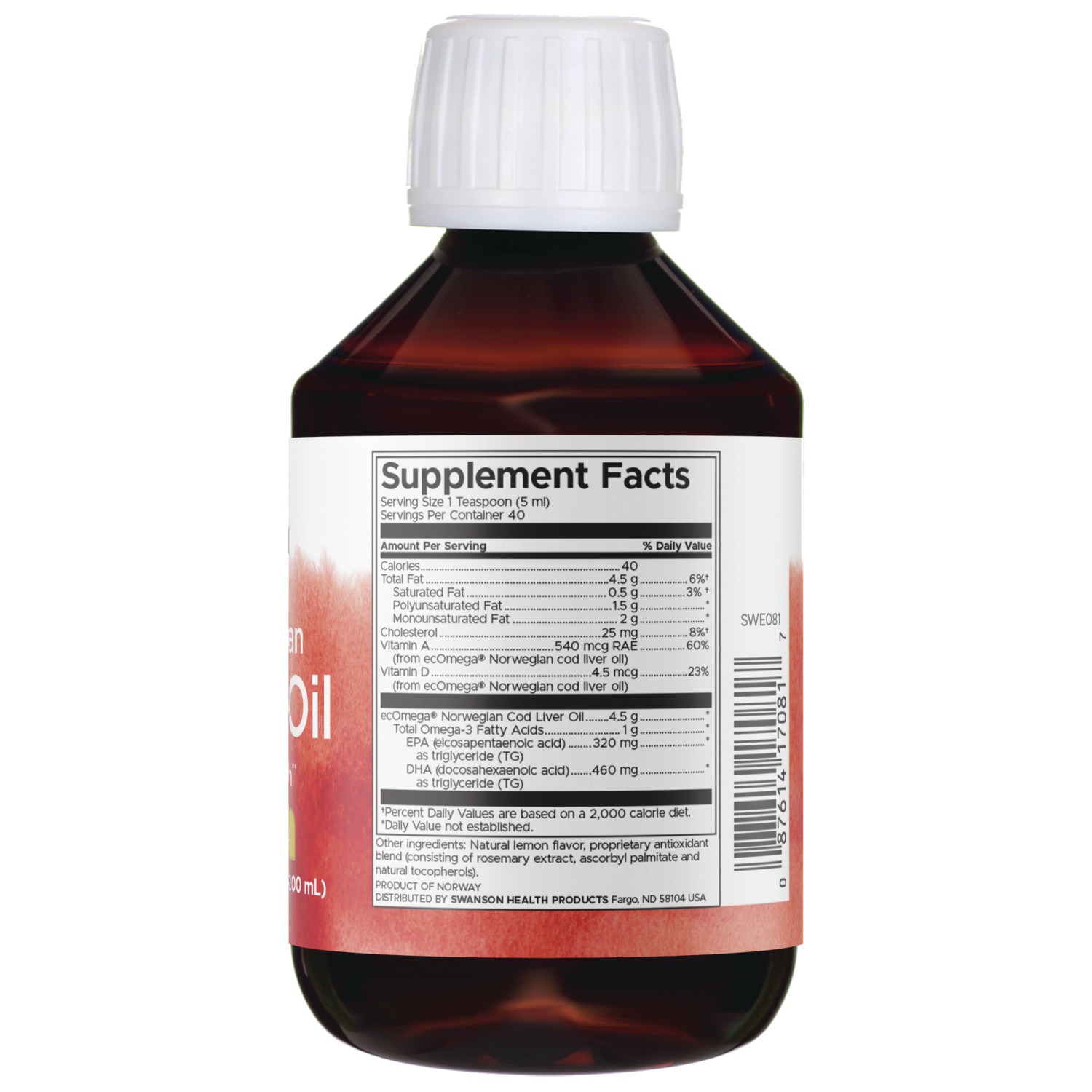 Swanson Pristine Norwegian Cod Liver Oil 6.7 fl oz Liquid