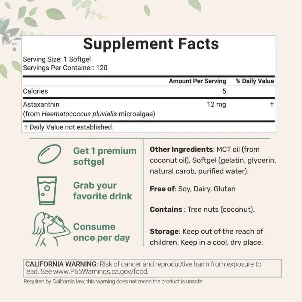 2 Pack | Astaxanthin 12mg, 120 Softgels, 4 Month Supply-NEW FREE SHIPPING