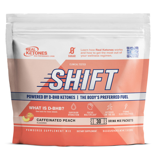 Real Ketones, Shift, caffeinated peach & mixed berry, total 60 days supply