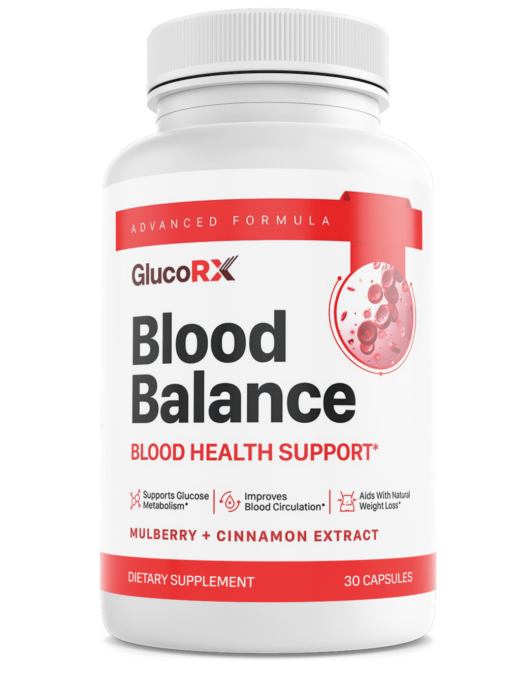 GlucoRX Blood Balance Blood Health Support Gluco RX Supplement 30 Capsules