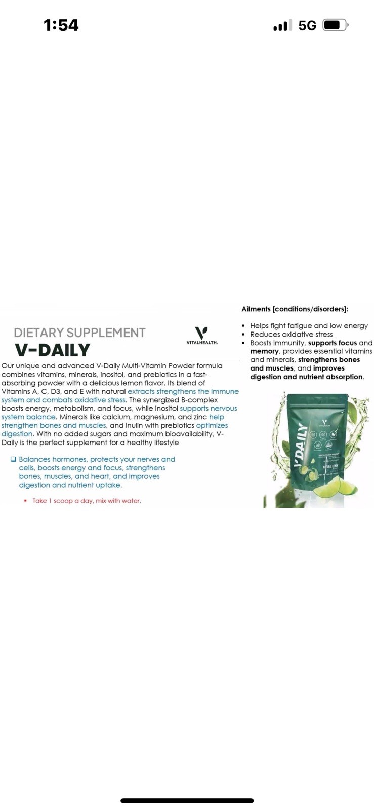 VitalHealth V Daily Lemon Multi-Vitamin Vital Health