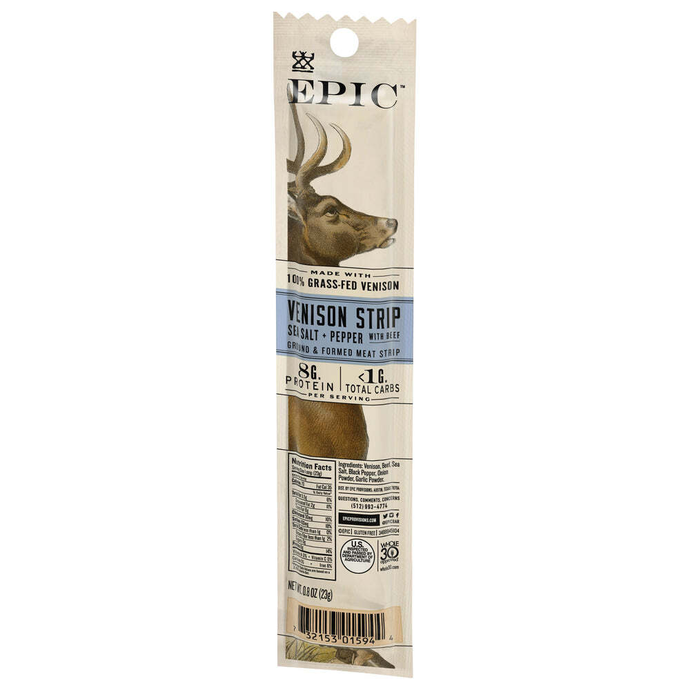 Epic International Sea Salt & Pepper Strip Venison Steak Jerky .8 Oz Pack Of 4