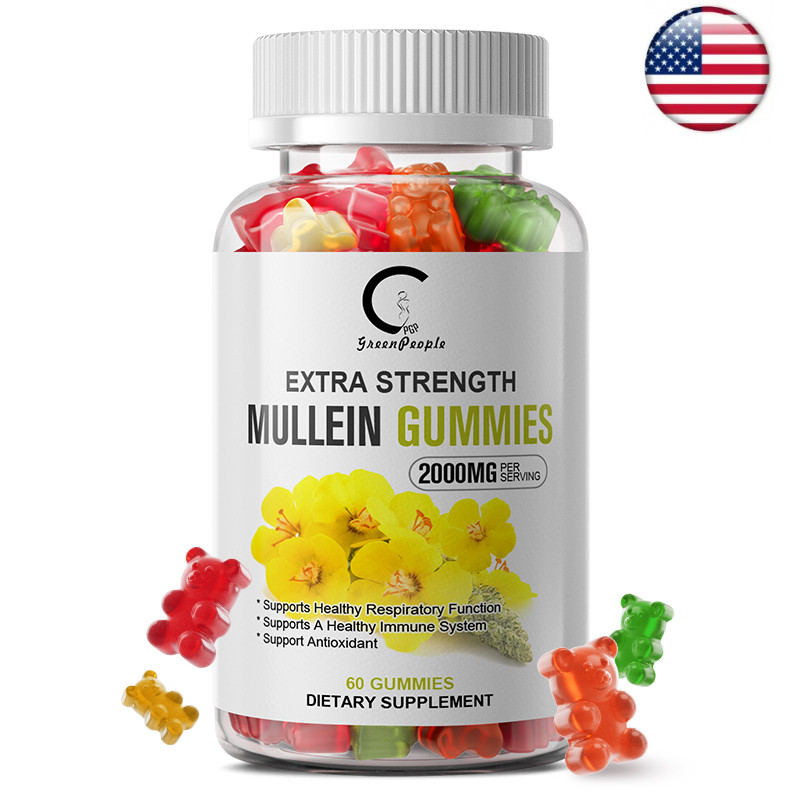 Mullein 60 Gummies for Lung Cleanse Extra Strength Mullein Leaf Extract