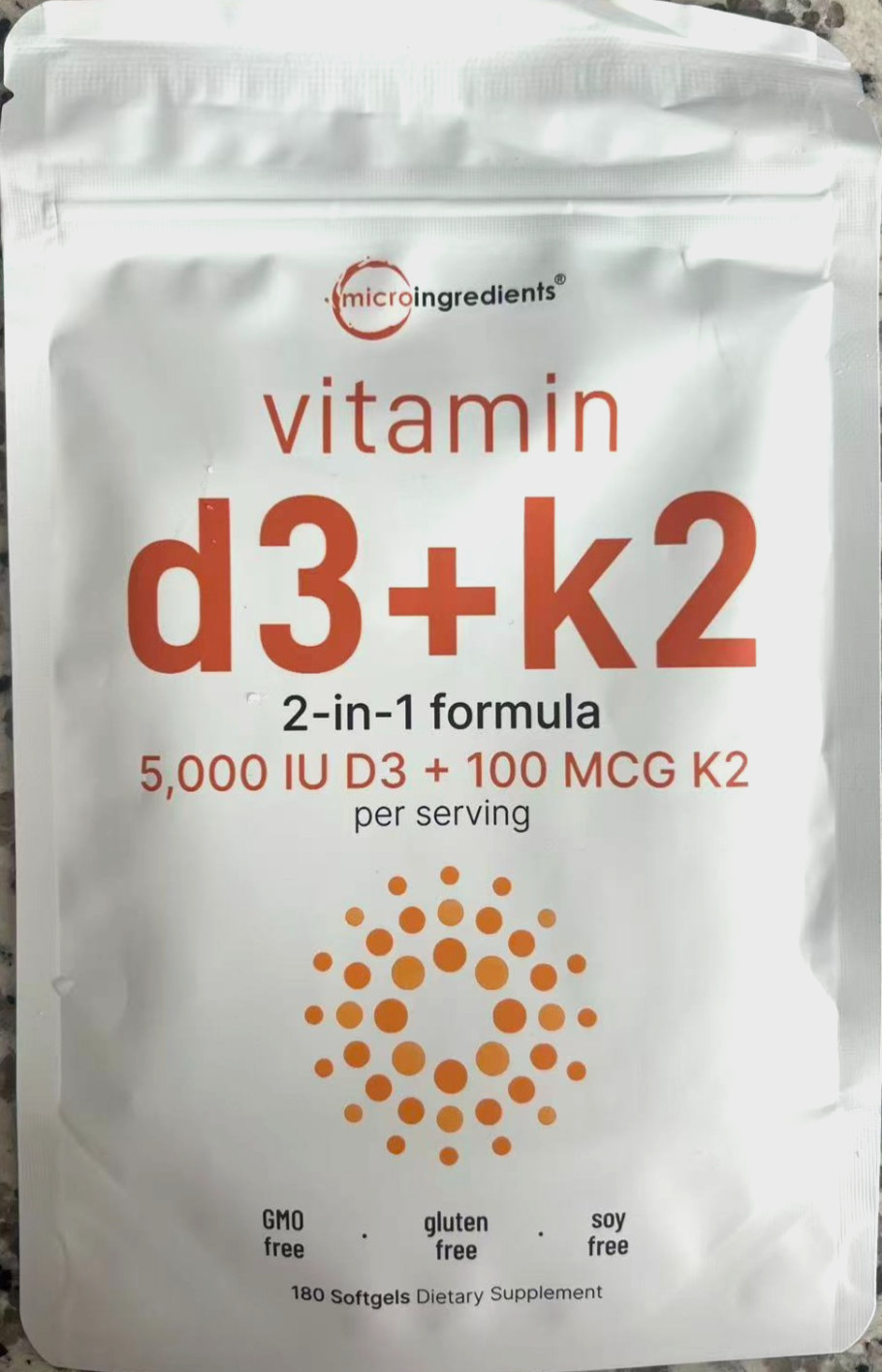 Micro Ingredients Vitamin D3 + K2 2-in-1 formula Softgels 5000IU, Buy 2 get 3