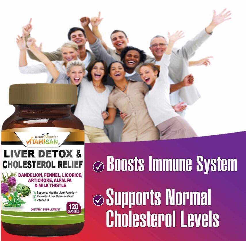 Liver Cleanse & Detox Support Supplement 1600mg with 120 caps + Milk Thistle