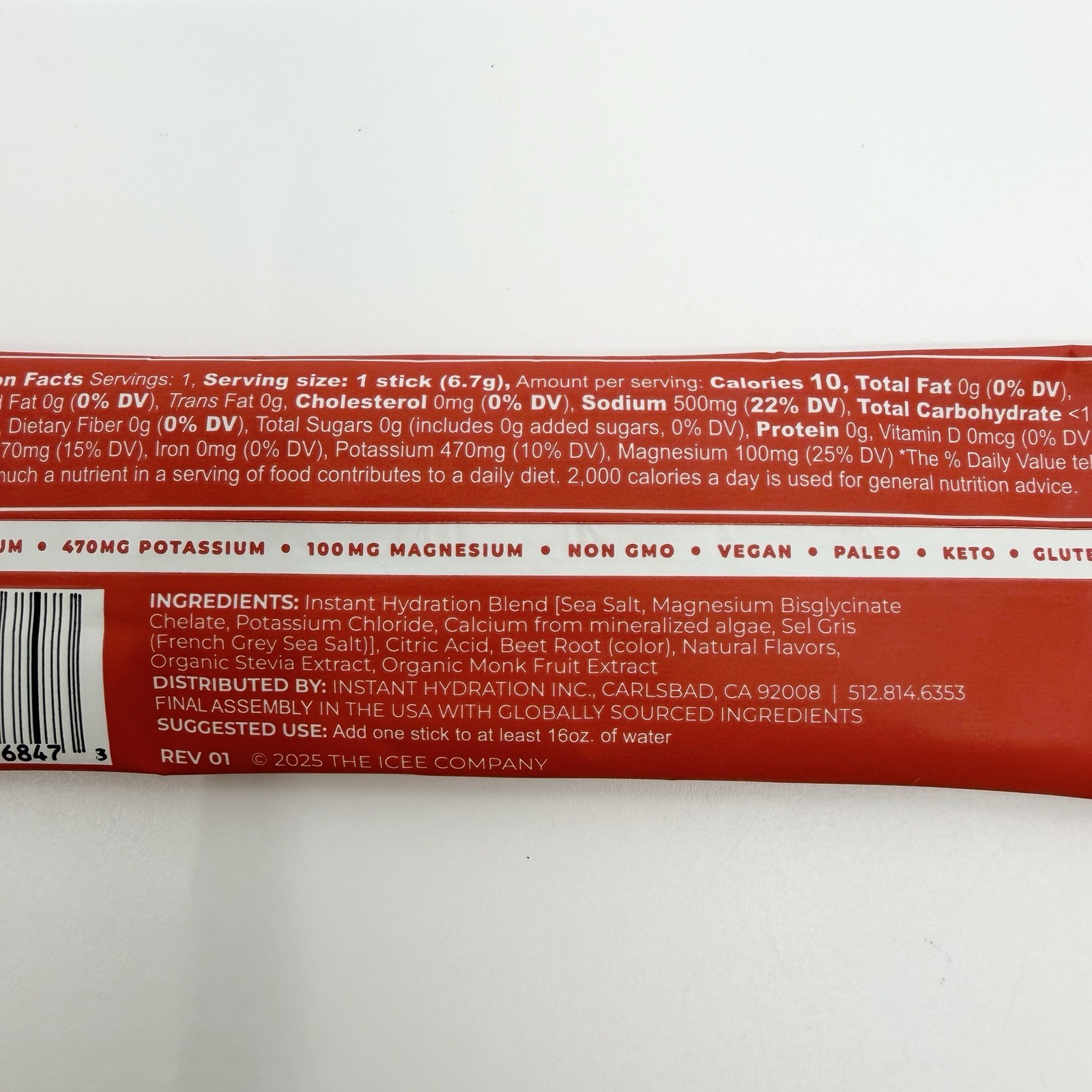 Instant Hydration Electrolyte Powder Packets ICEE Cherry Packets NEW Exp 04/28