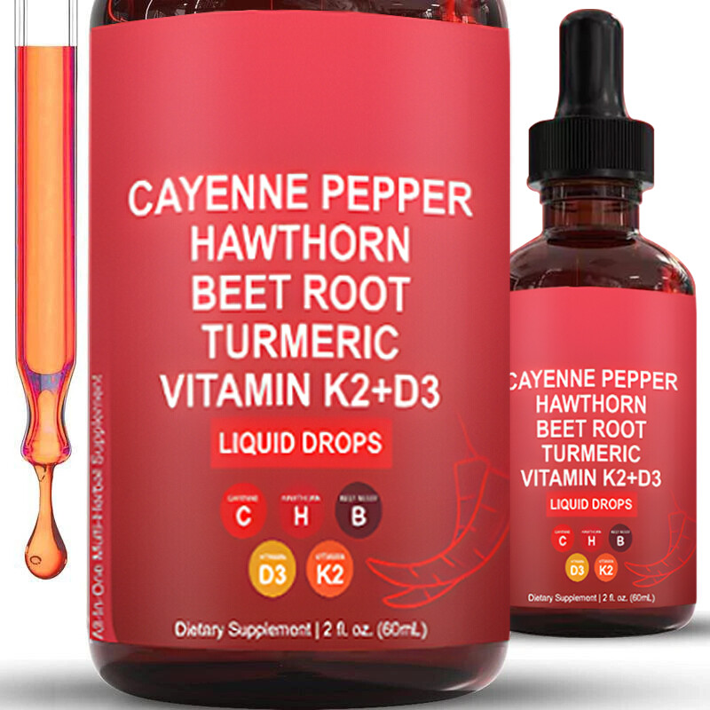 Cayenne Pepper Hawthorn Beet Root Turmeric Vitamin K2+D3 Drops 60ml