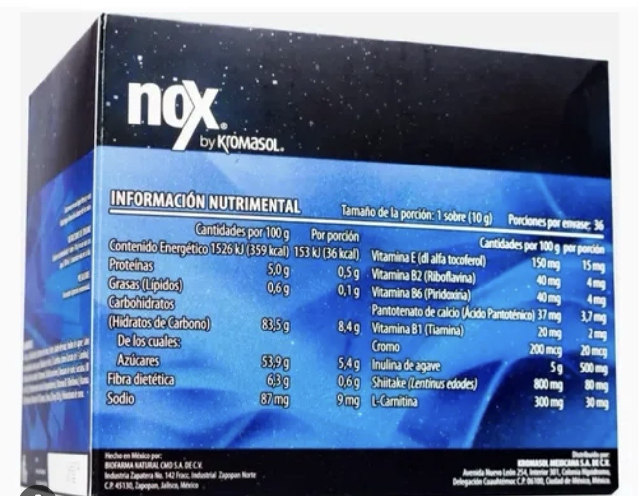 Kromasol Nox Vitamin Powder Sachets L-Carnitine Café Capuchino 36