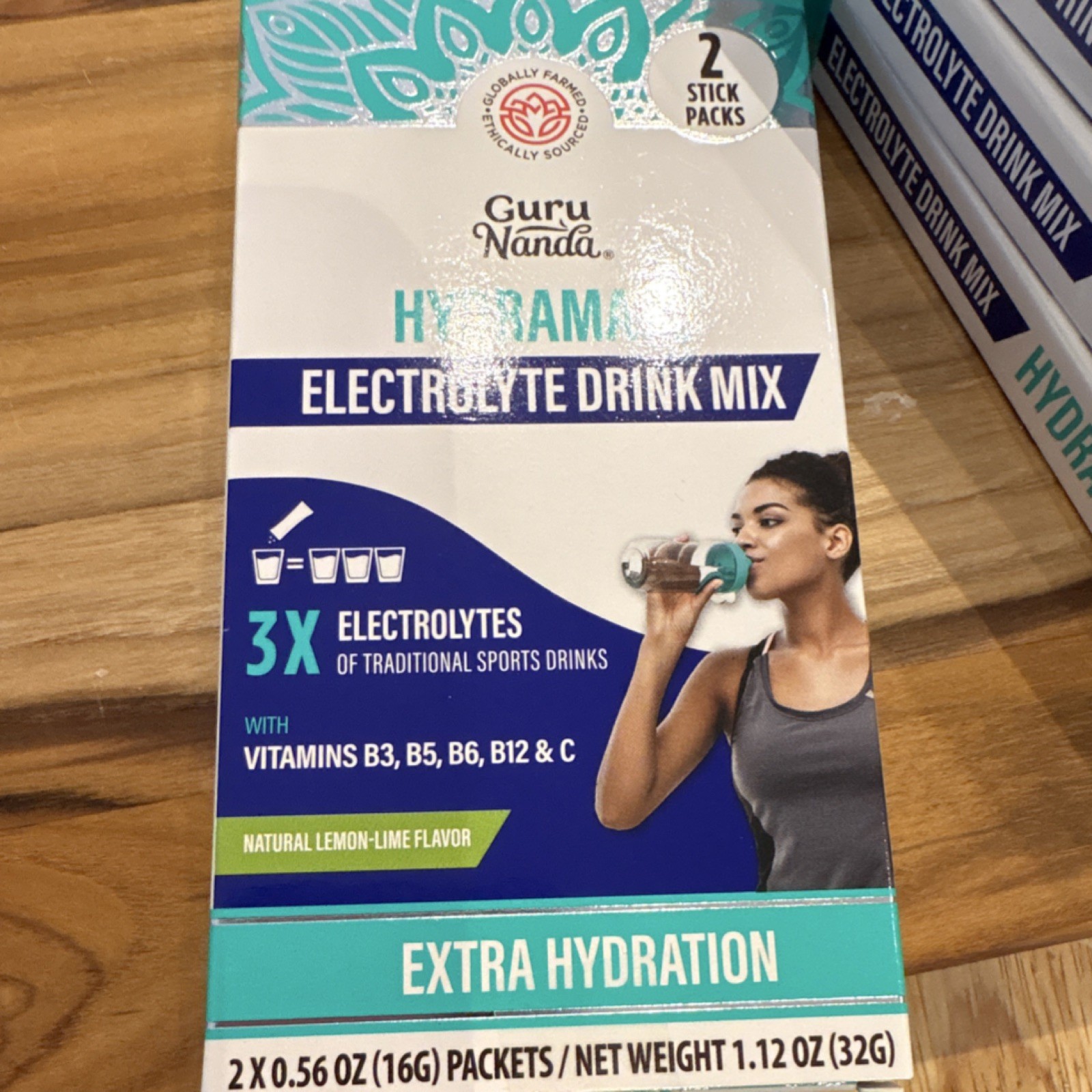 Guru Nanda Hydrama Electrolyte Drink Mix Natural Lemon-Lime B Vitamins Hydration