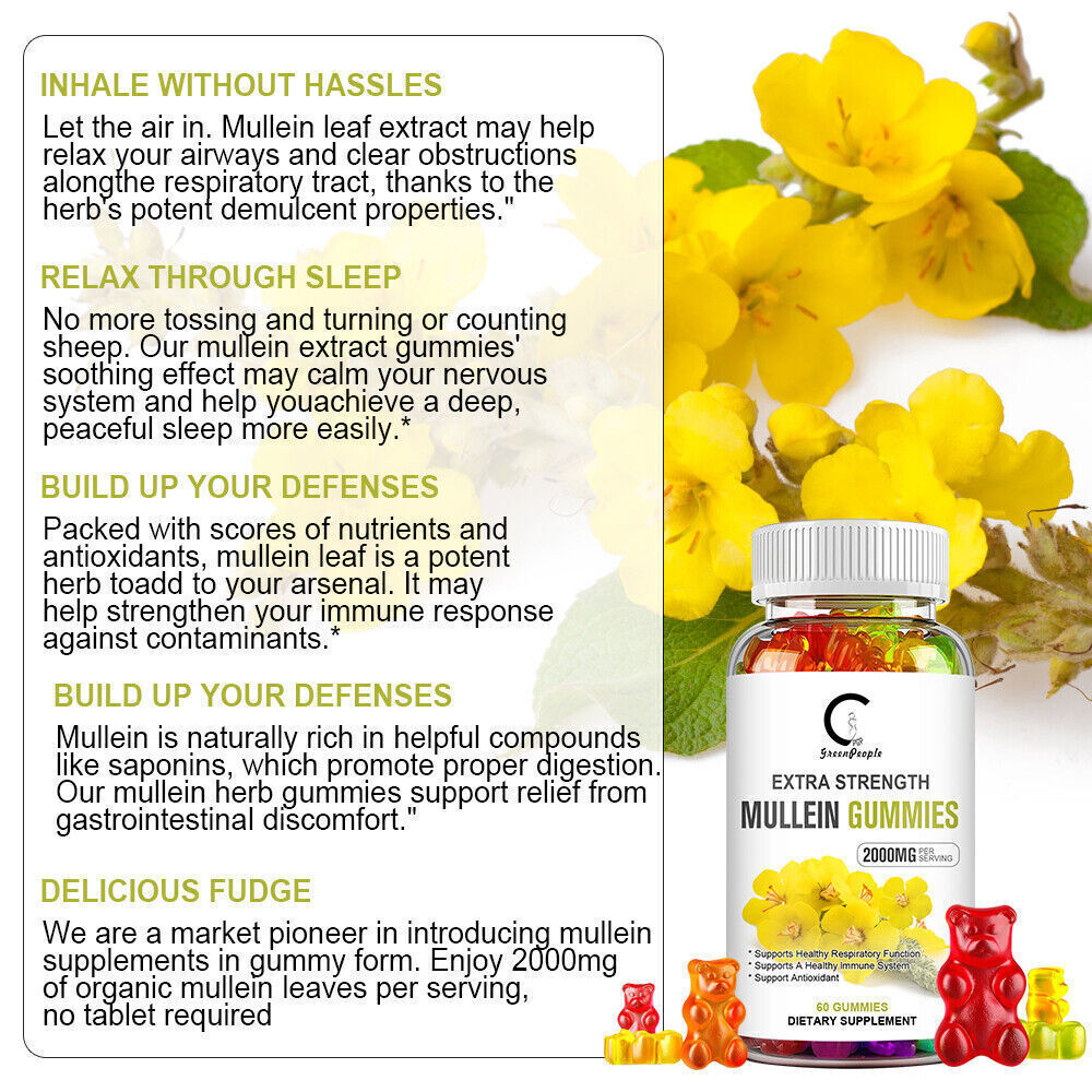 Mullein Leaf Capsules Lung Cleansing&Detox Herbal Dietary Supplement Gummy