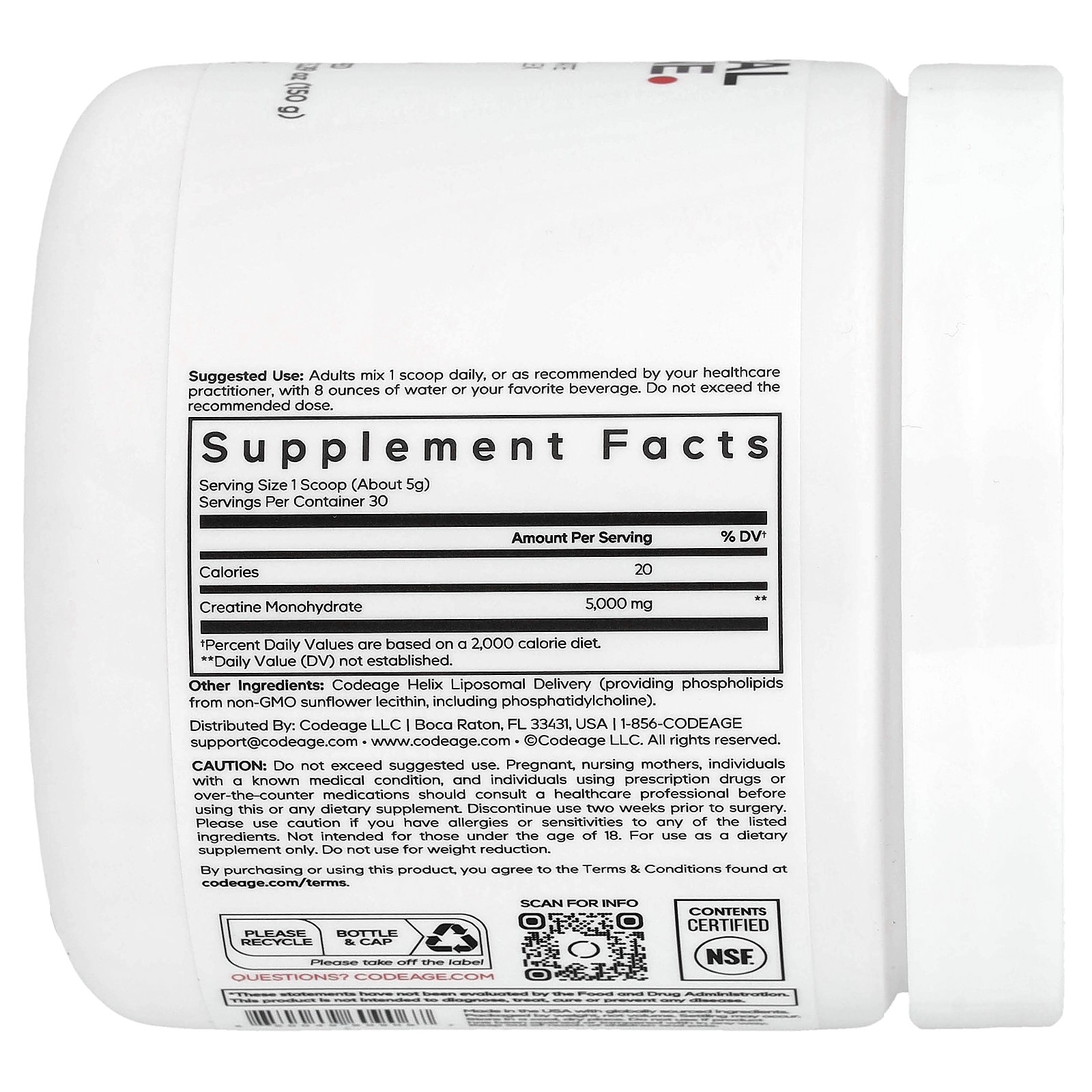 Liposomal, Creatine Monohydrate Powder, Unflavored, 5.29 oz (150 g)