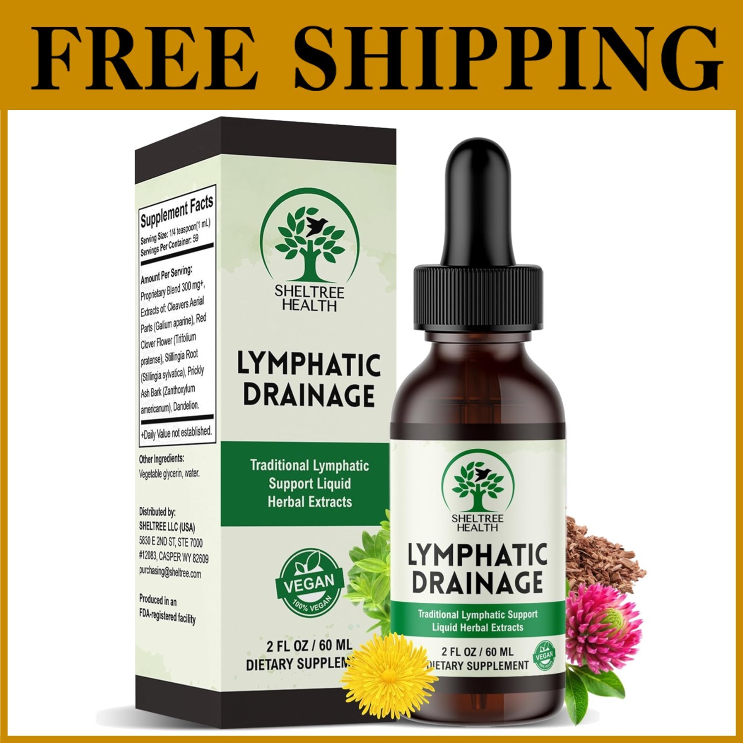 Red Clover & Dandelion Lymphatic Cleanse Drops=