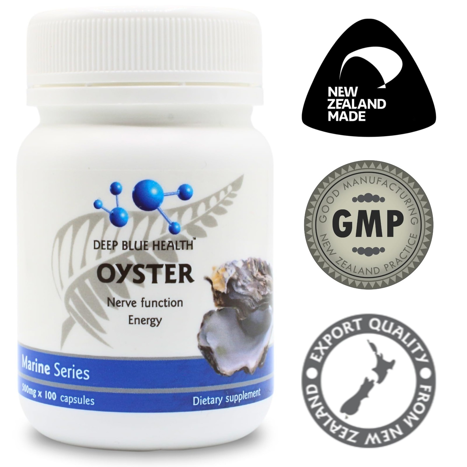 New Zealand Oyster Extract Powder 500mg x 100 Capsules Zinc Supplement Pill…