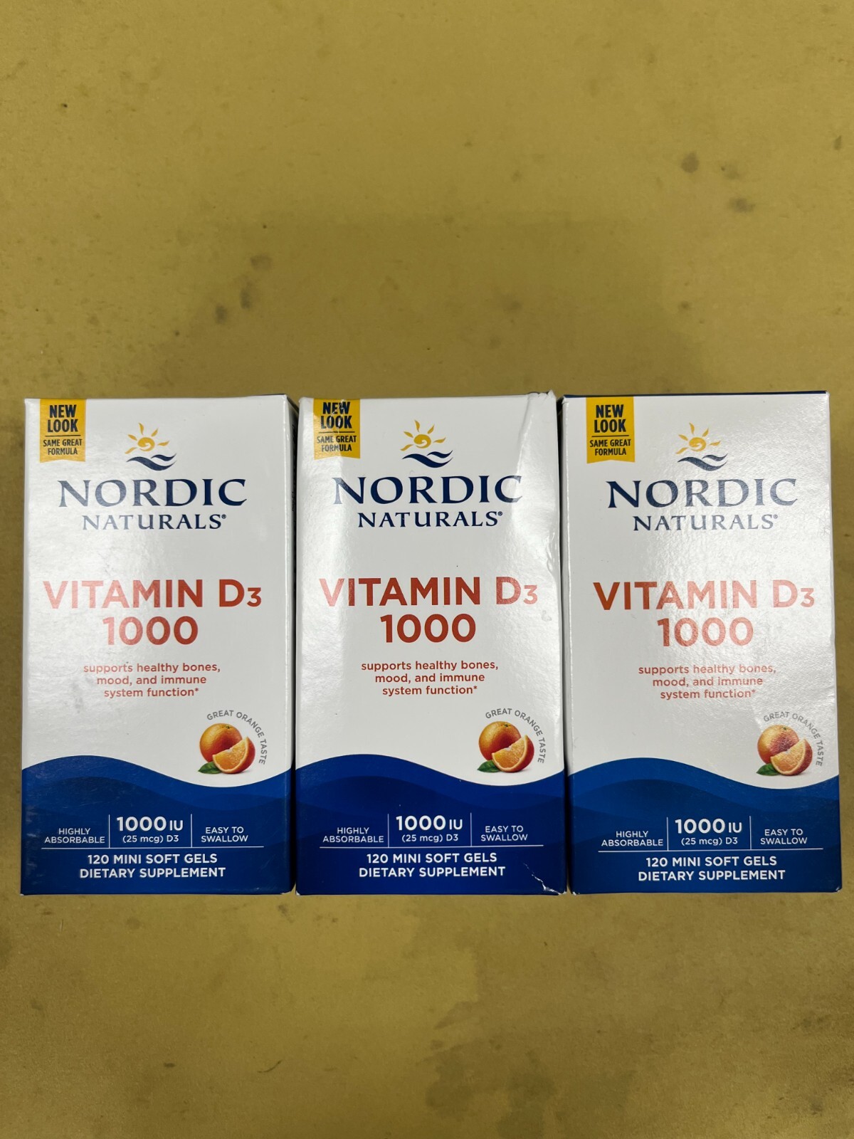 3 New Nordic Naturals Vitamin D3 1000 IU – 120 Mini Soft Gels Each Exp. 09/26+