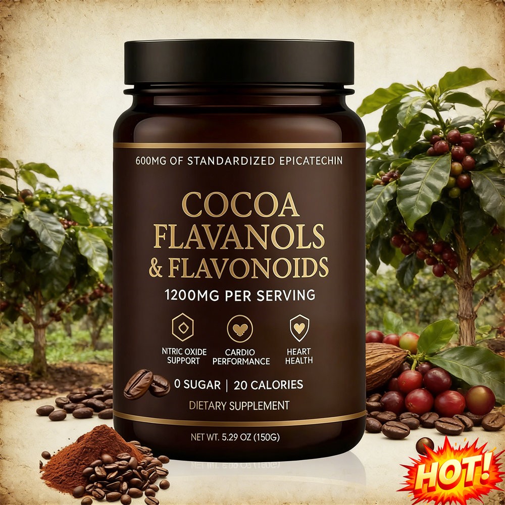 High Flavanol Cocoa Powder Flavonoids Supplements Energy Boost 1200mg US