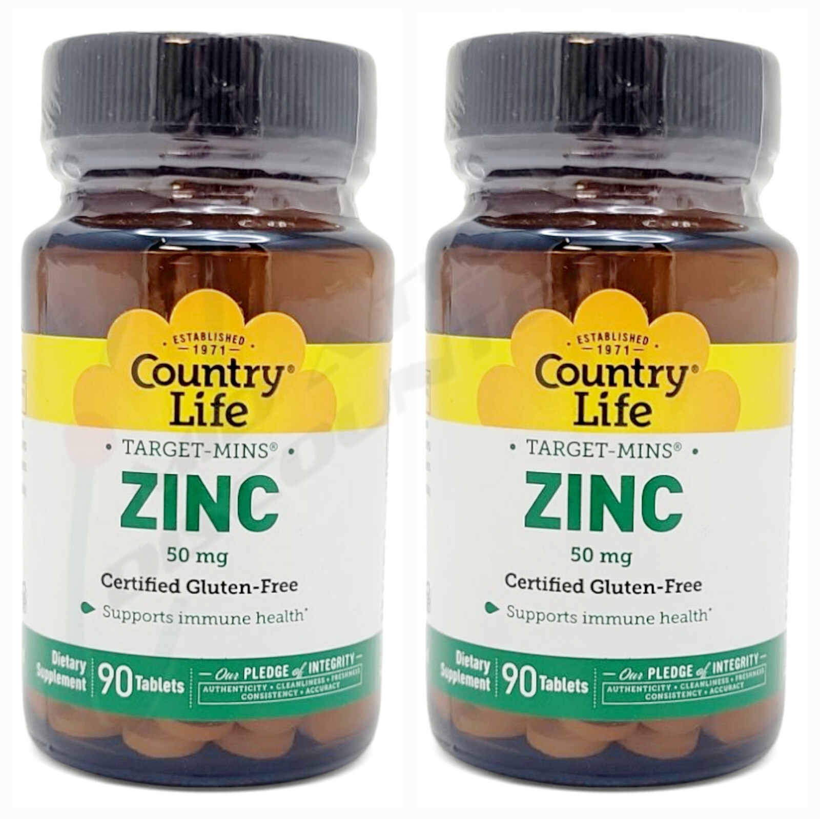 2pk (180 Tablets) Country Life Target-Mins 50 mg Zinc Immune Support Supplement