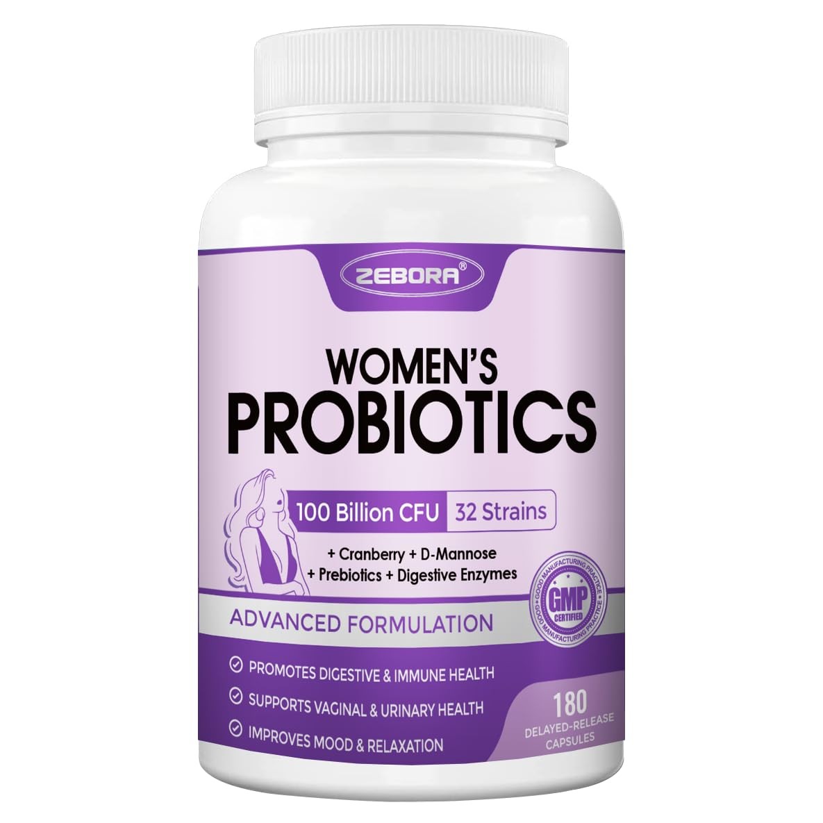 ZEBORA Probiotics for Women Digestive Health with Enzymes, Prebiotics, Vagina…
