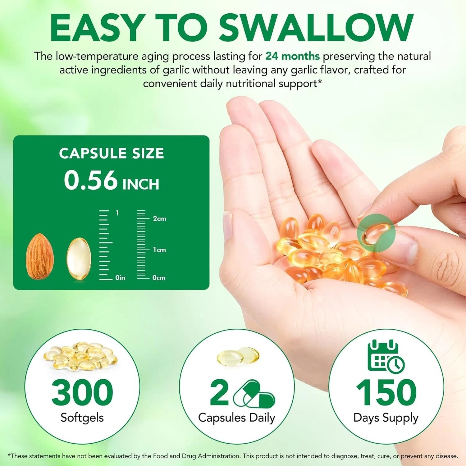Odorless Aged Garlic Extract Softgels 7500mg per Serving – 300 Count Heart & Imm