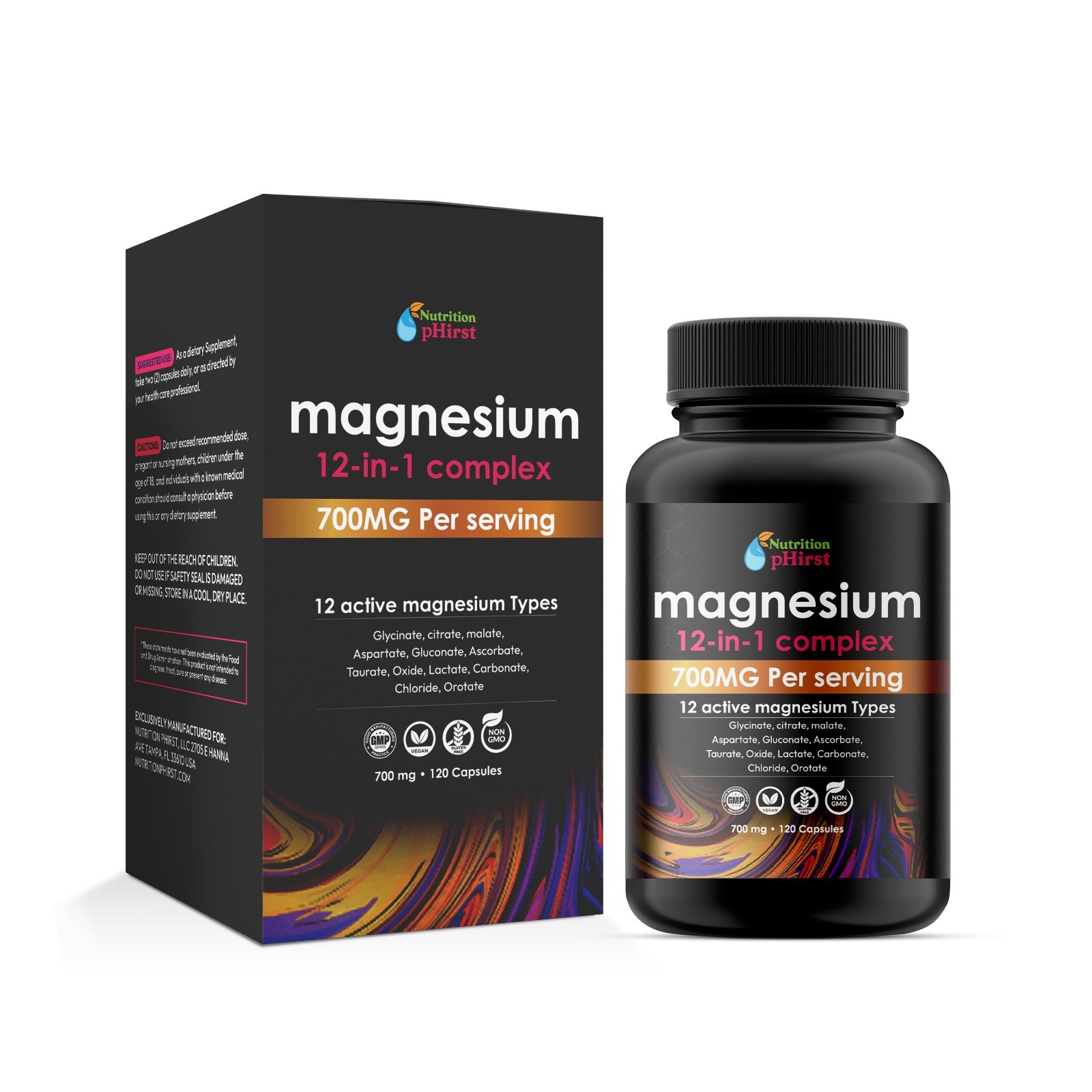 Magnesium 12 in 1 Complex 700mg Glycinate Citrate Malate Taurate Daily Support-