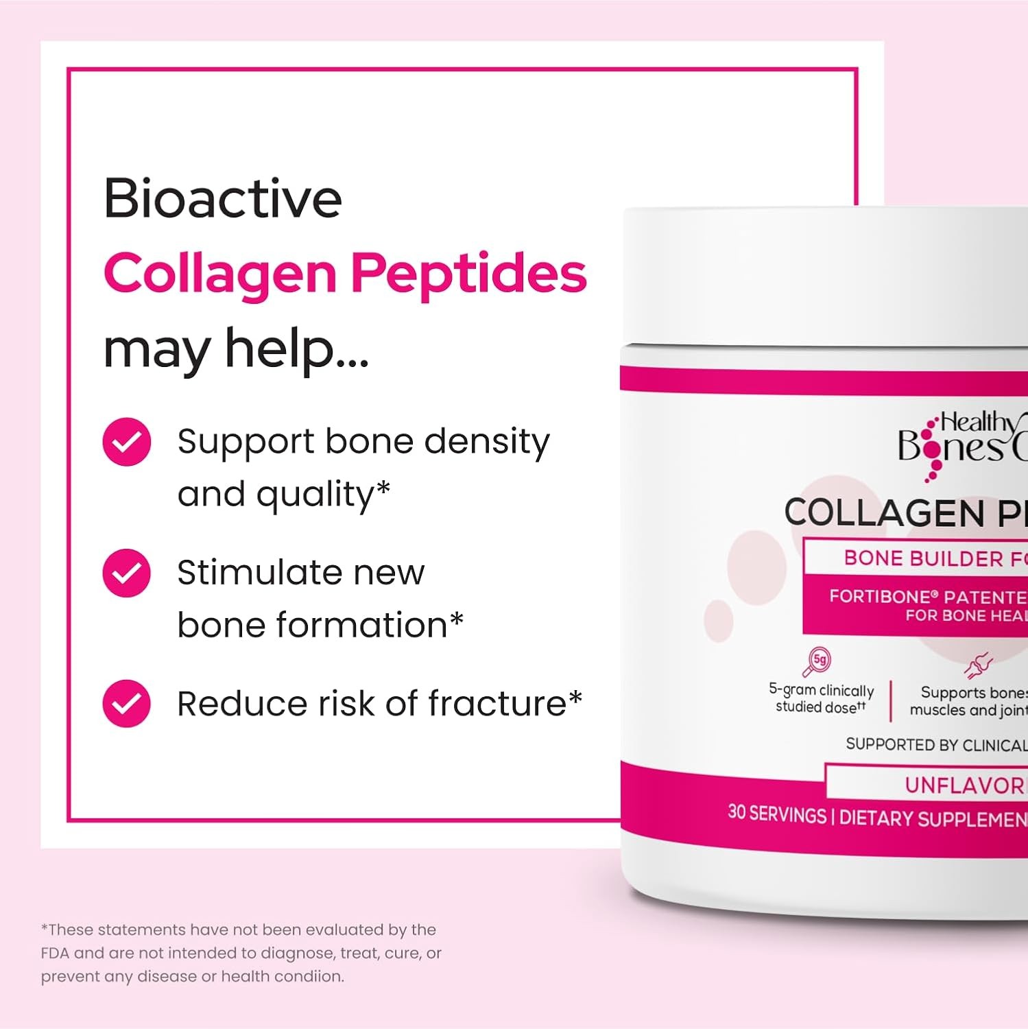 FORTIBONE Collagen Peptides Essential Bone Builder Hydrolyzed Collagen Powder fo