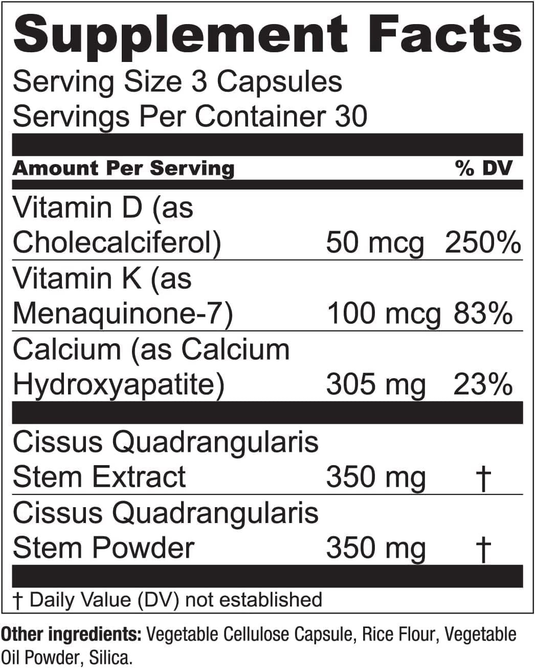 Bone Boost Calcium Supplement – Vitamin D3 & K2 for Bone Density & Strength 60ct