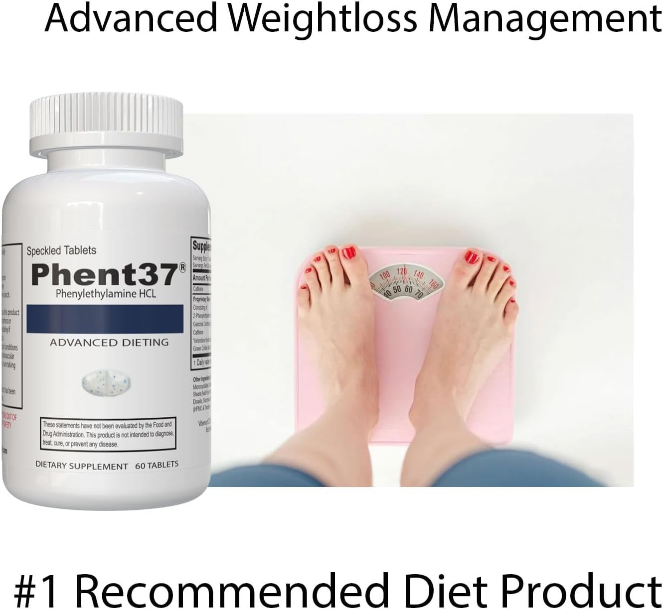 Phent37 1 Bottle 60 Speckled Tablets Advanced Phenylethylamine HCL Dietary …